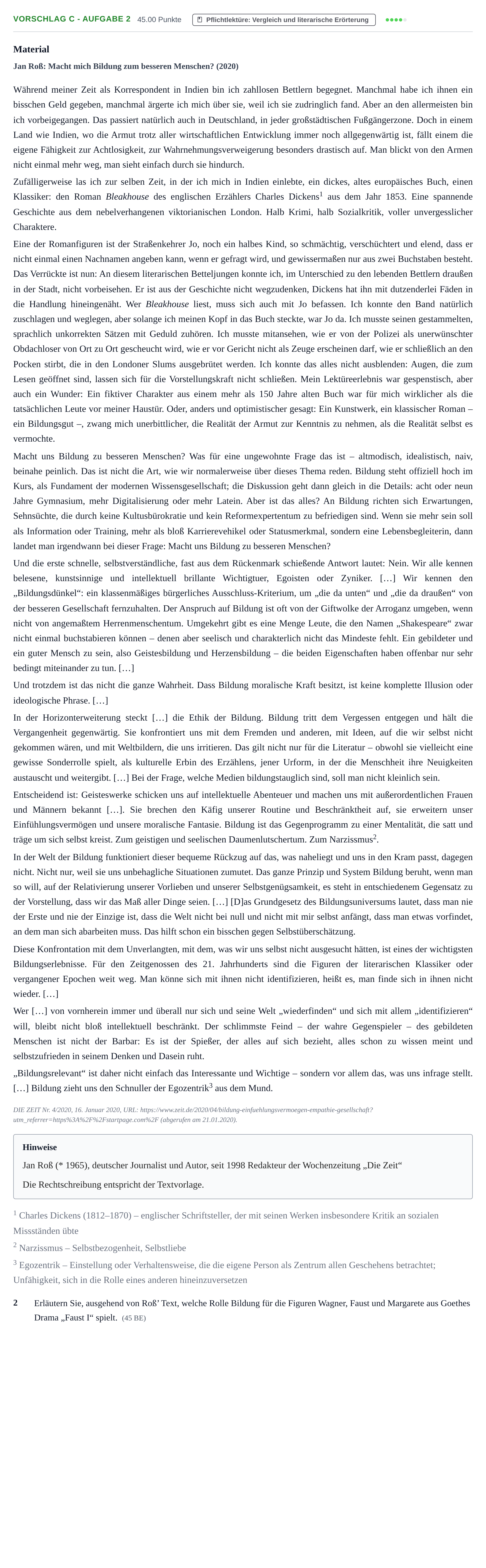Aufgabenstellung: Aufgabe Vorschlag C - Aufgabe 2 · Abitur Hessen Deutsch GK 2021