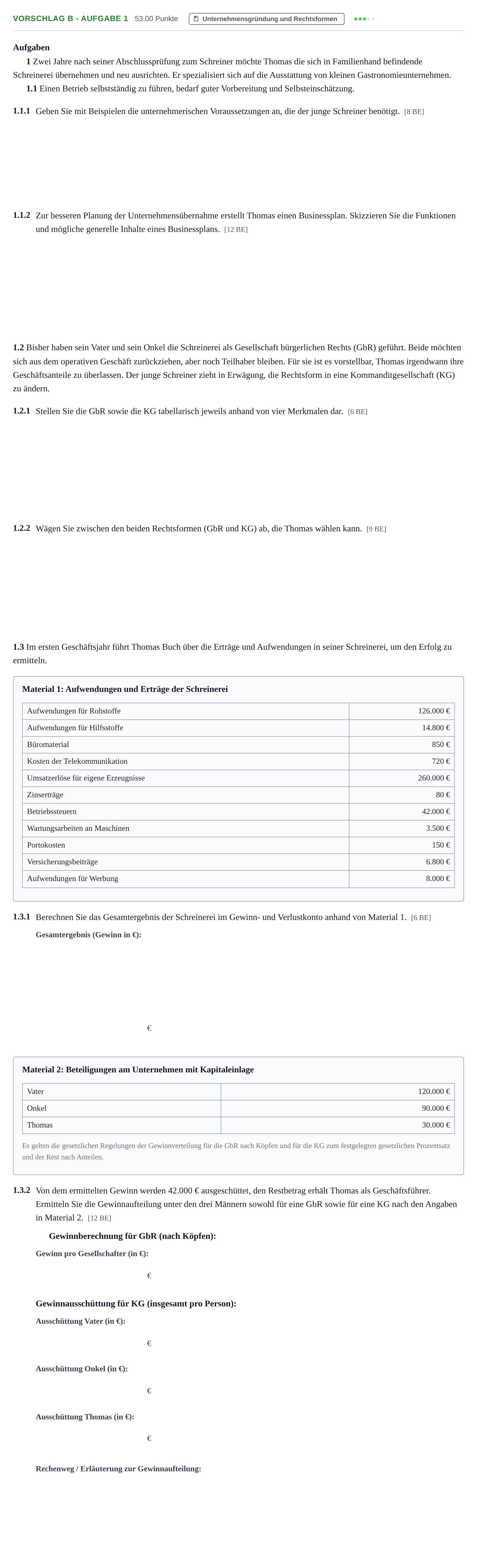 Aufgabenstellung: Aufgabe Vorschlag B - Aufgabe 1 · Abitur Hessen Ernährungsökonomie GK 2021
