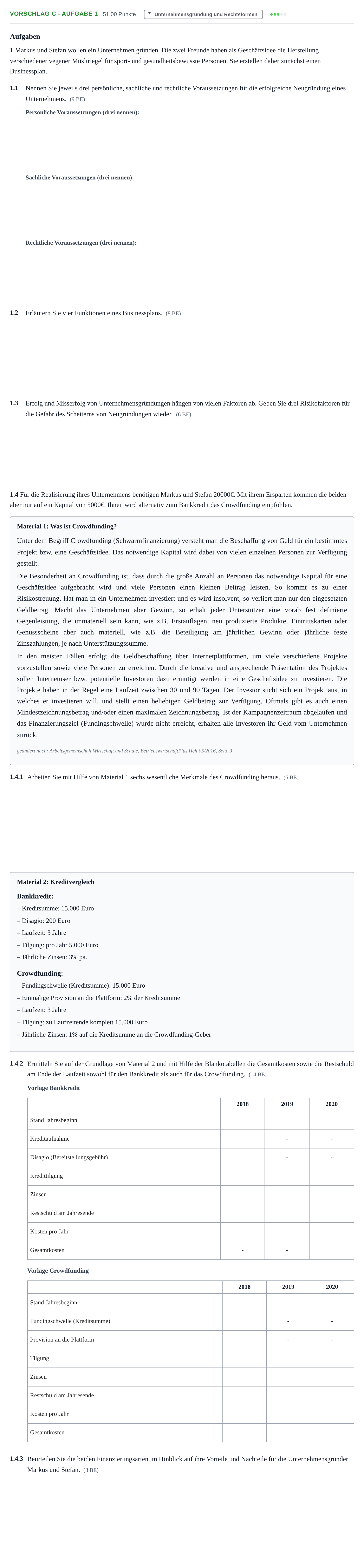 Aufgabenstellung: Aufgabe Vorschlag C - Aufgabe 1 · Abitur Hessen Ernährungsökonomie GK 2021