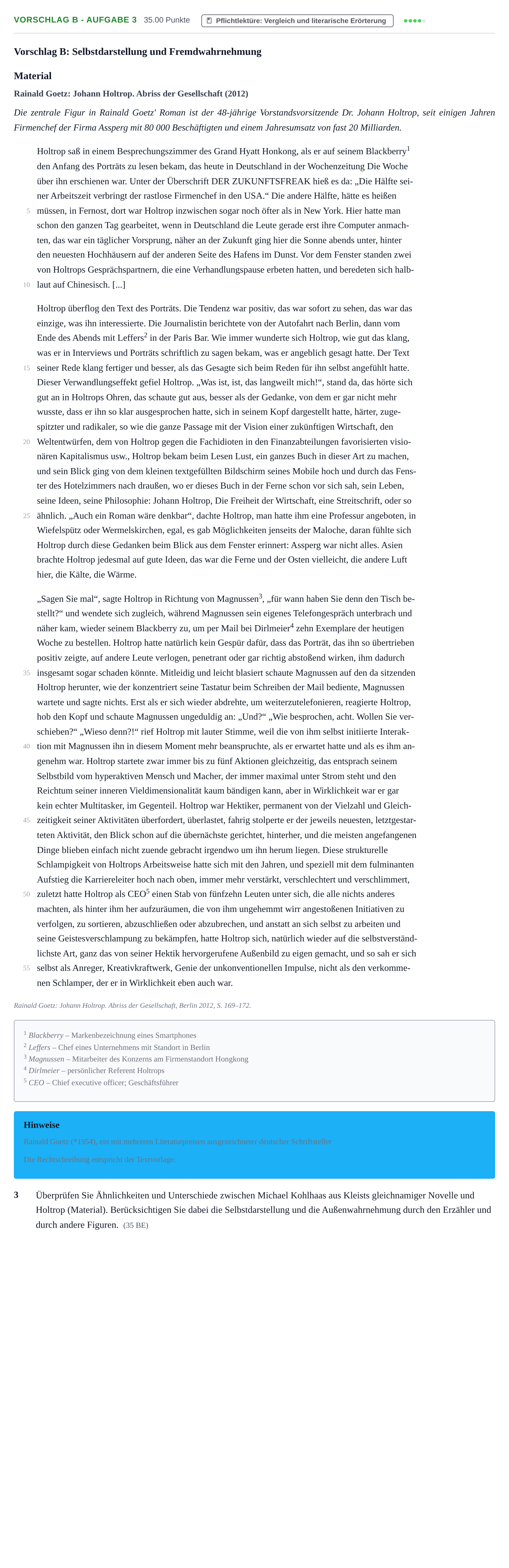 Aufgabenstellung: Aufgabe Vorschlag B - Aufgabe 3 · Abitur Hessen Deutsch LK 2021