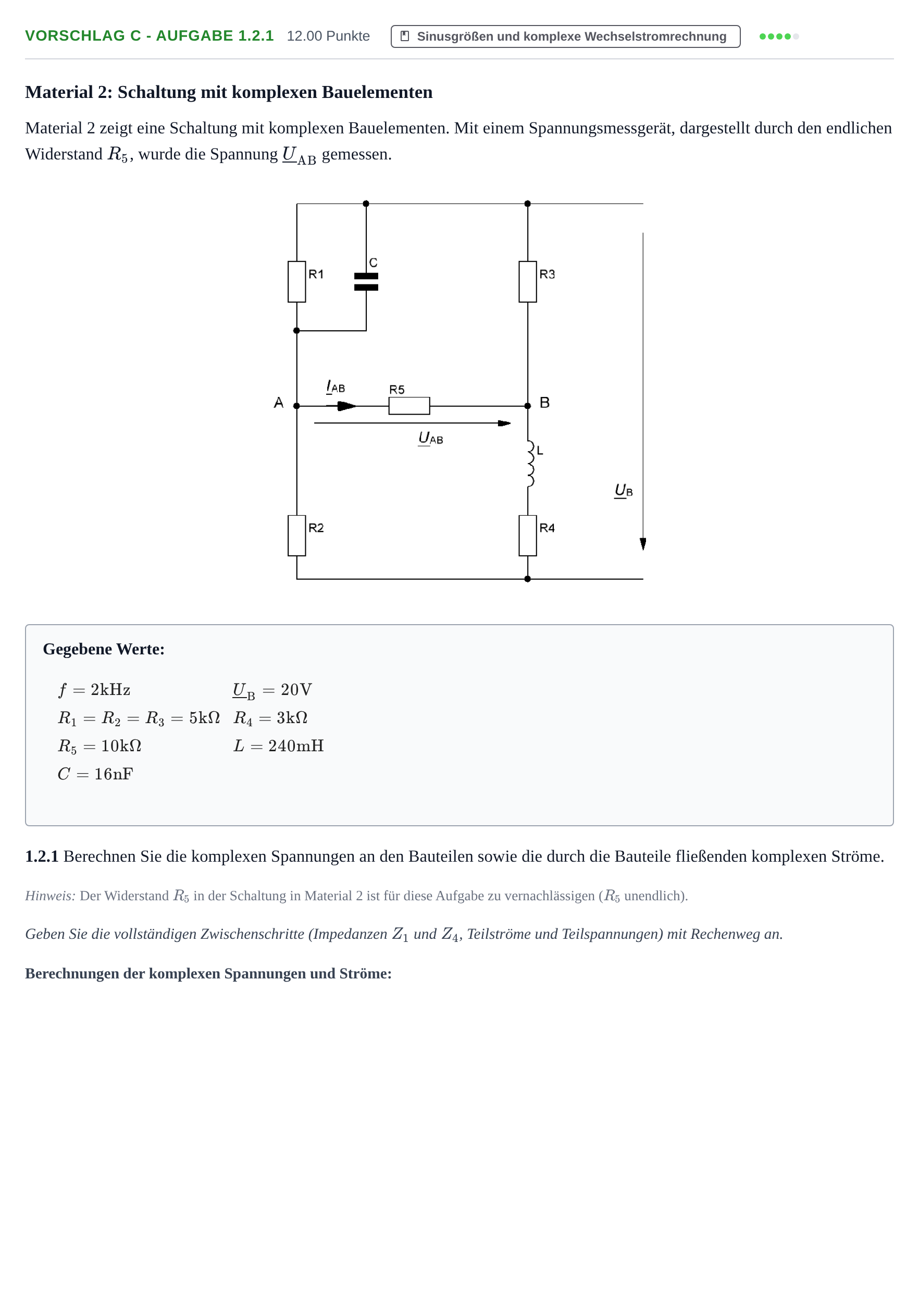 Aufgabenstellung: Aufgabe Vorschlag C - Aufgabe 1.2.1 · Abitur Hessen Elektrotechnik LK 2021