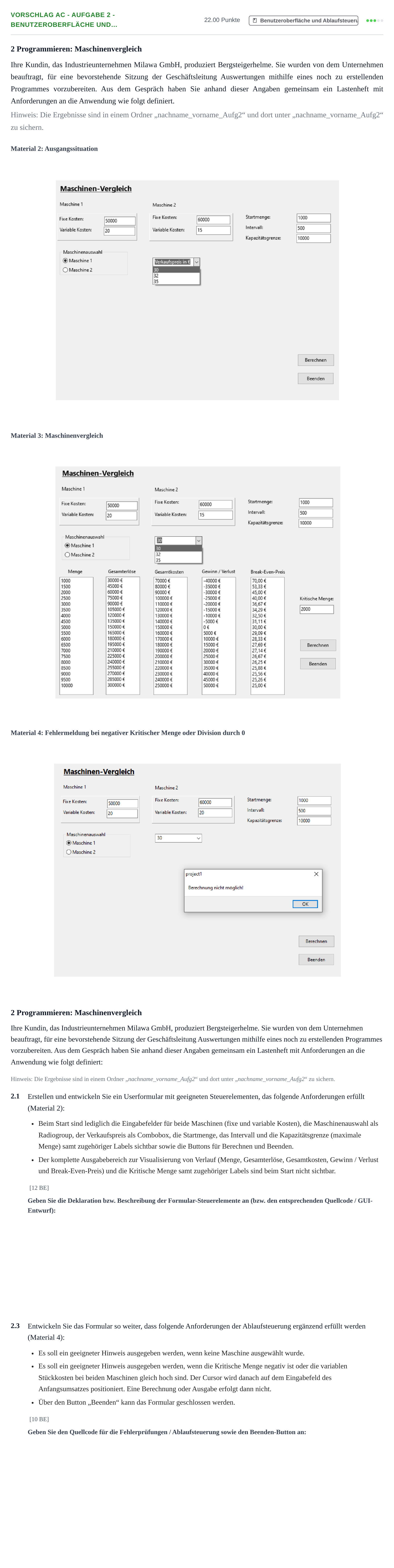 Aufgabenstellung: Aufgabe Vorschlag AC - Aufgabe 2 - Benutzeroberfläche und… · Abitur Hessen Datenverarbeitung GK 2021