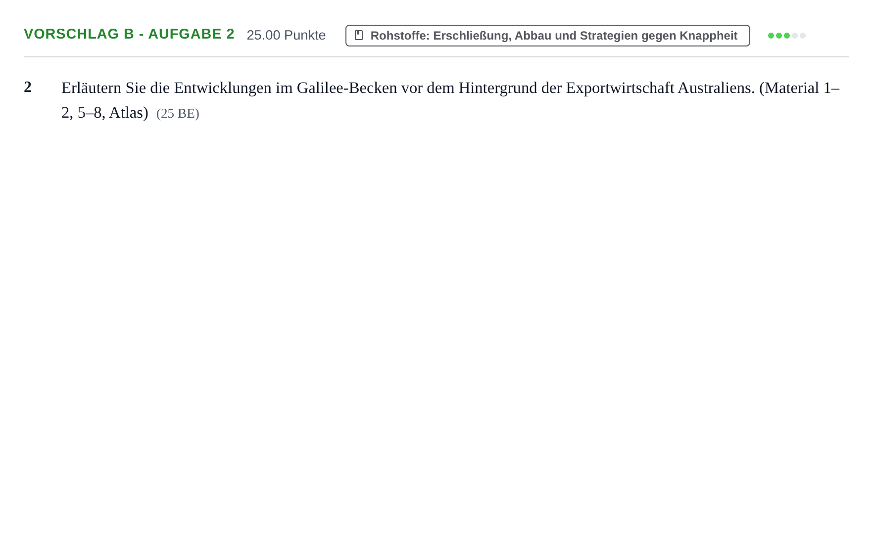 Aufgabenstellung: Aufgabe Vorschlag B - Aufgabe 2 · Abitur Hessen Erdkunde LK 2021