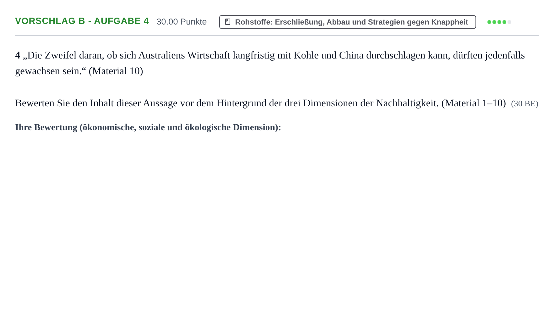 Aufgabenstellung: Aufgabe Vorschlag B - Aufgabe 4 · Abitur Hessen Erdkunde LK 2021
