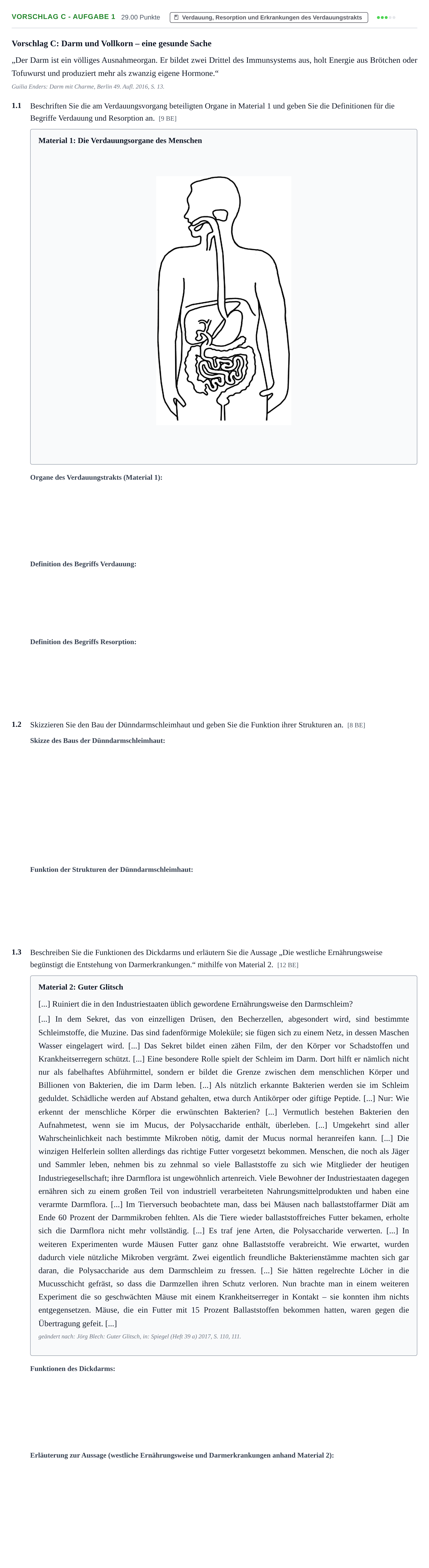 Aufgabenstellung: Aufgabe Vorschlag C - Aufgabe 1 · Abitur Hessen Ernährungslehre LK 2021