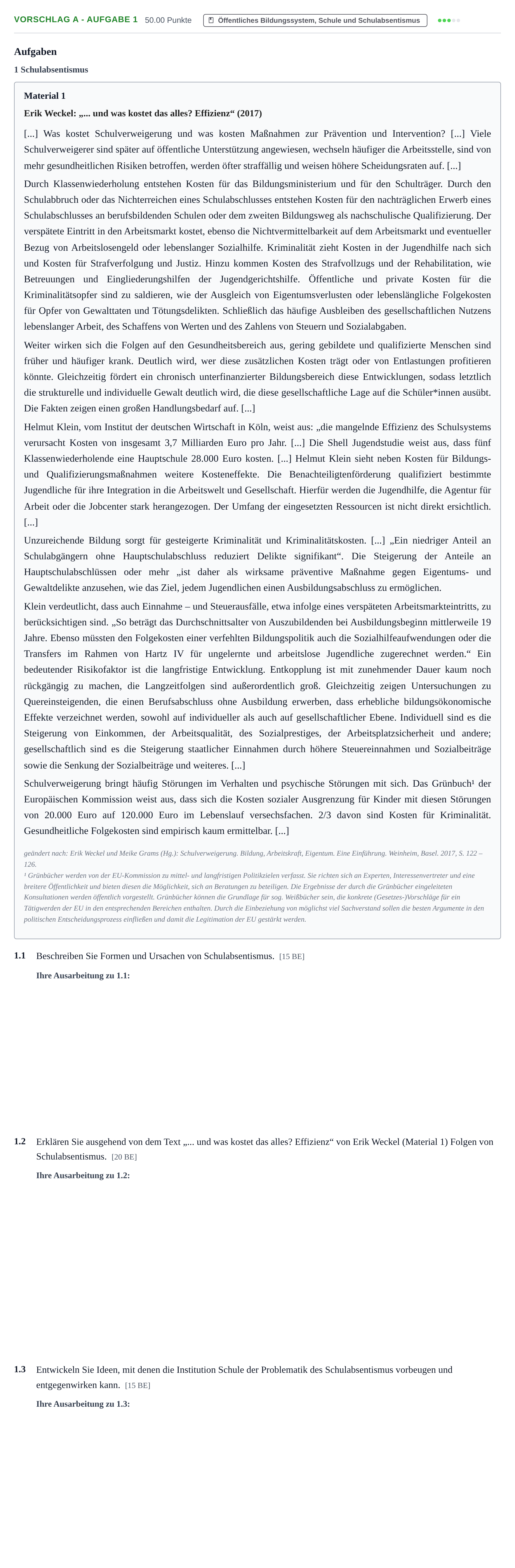 Aufgabenstellung: Aufgabe Vorschlag A - Aufgabe 1 · Abitur Hessen Erziehungswissenschaft LK 2021