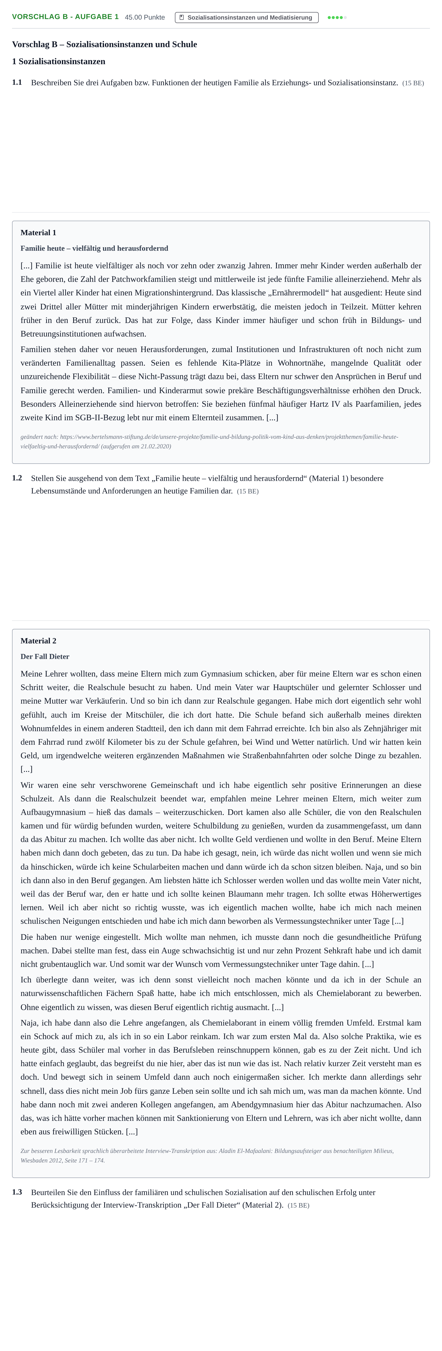 Aufgabenstellung: Aufgabe Vorschlag B - Aufgabe 1 · Abitur Hessen Erziehungswissenschaft LK 2021