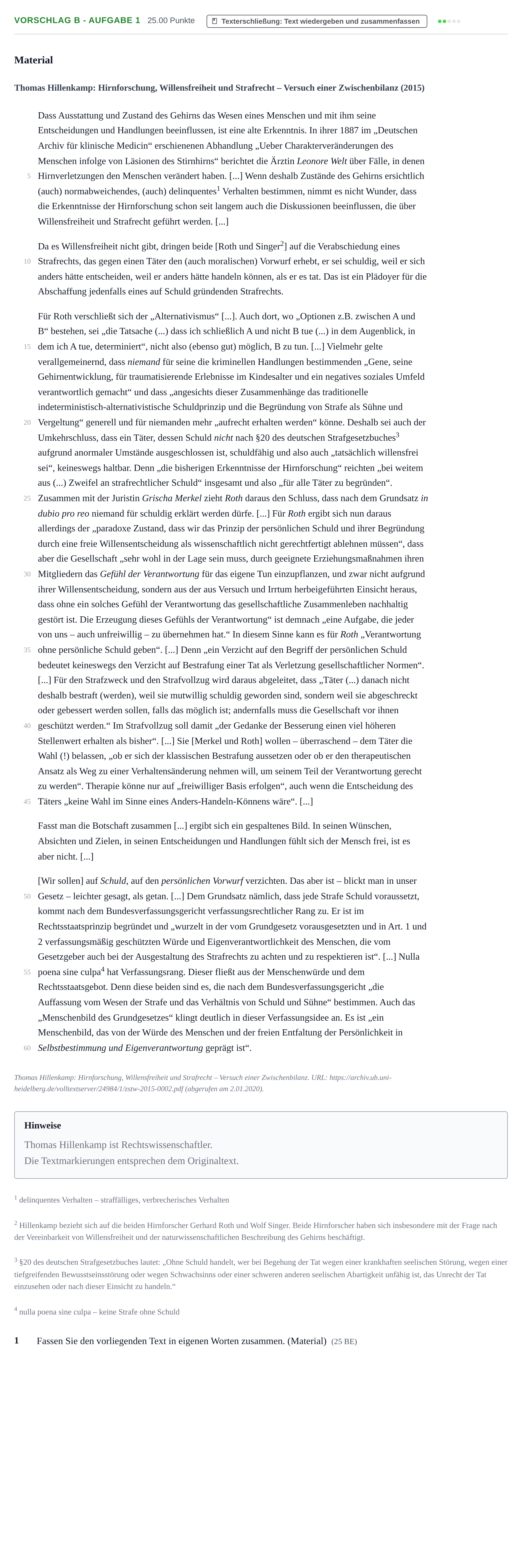 Aufgabenstellung: Aufgabe Vorschlag B - Aufgabe 1 · Abitur Hessen Ethik GK 2021