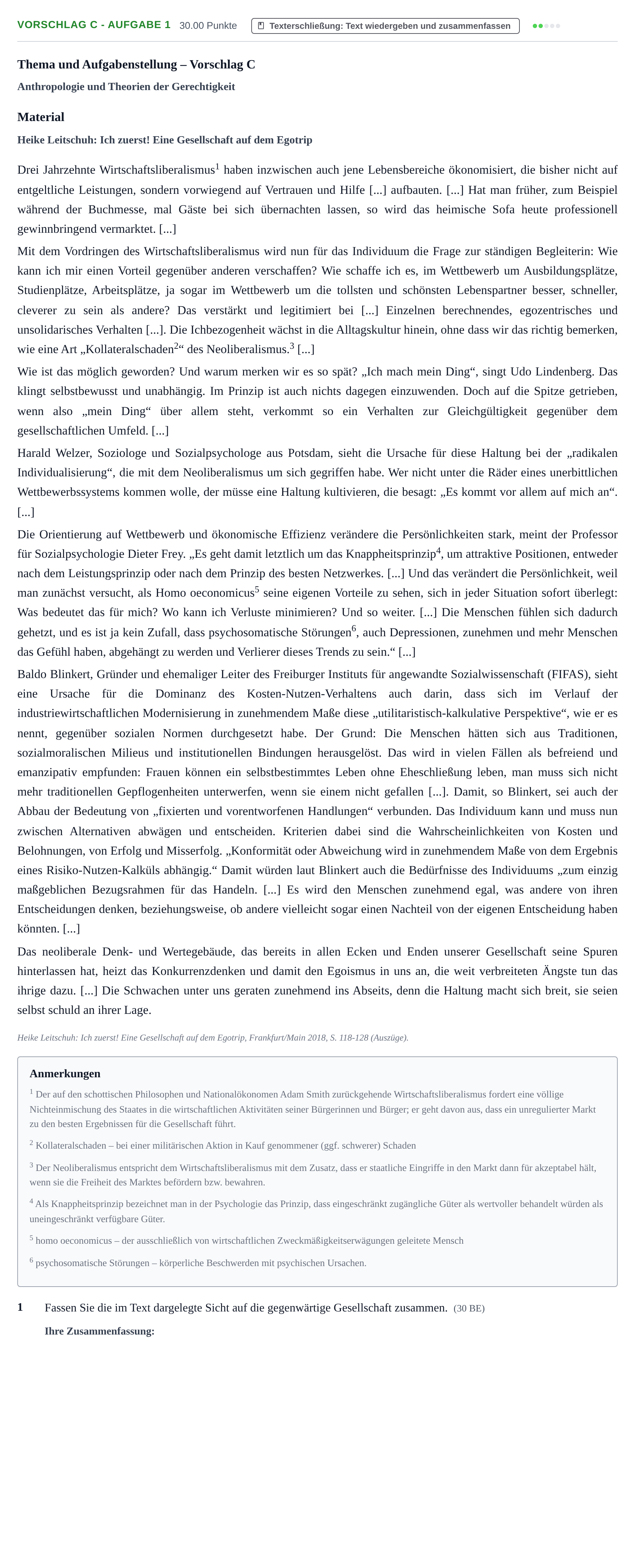 Aufgabenstellung: Aufgabe Vorschlag C - Aufgabe 1 · Abitur Hessen Ethik GK 2021