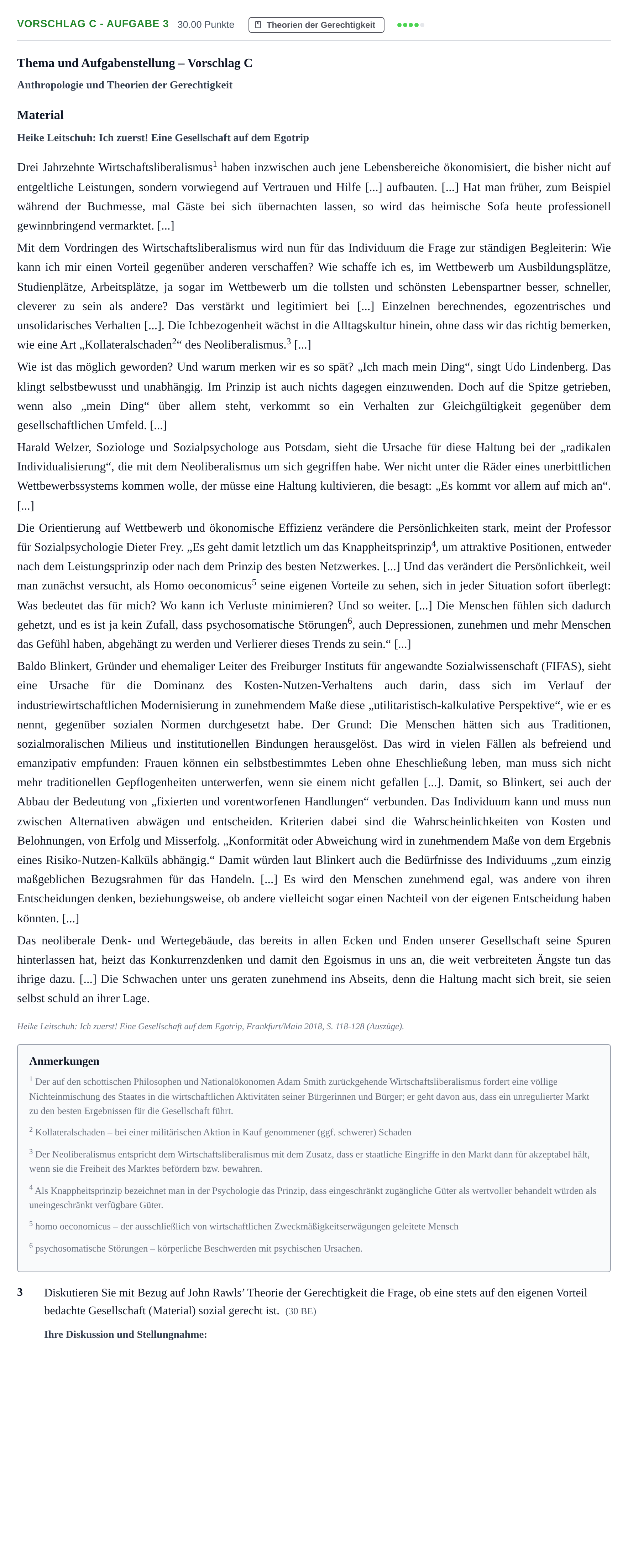 Aufgabenstellung: Aufgabe Vorschlag C - Aufgabe 3 · Abitur Hessen Ethik GK 2021