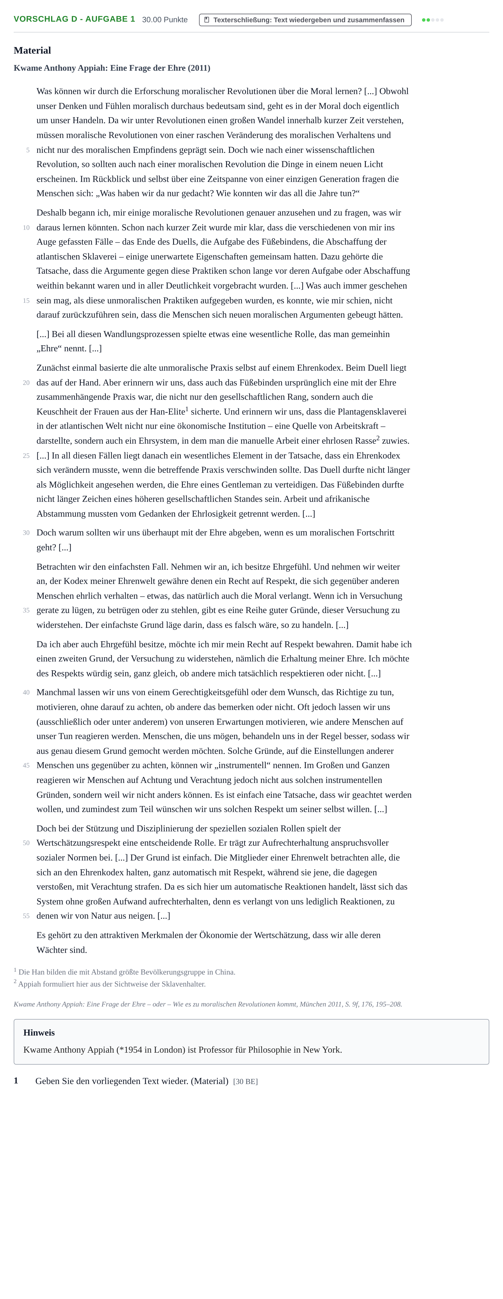 Aufgabenstellung: Aufgabe Vorschlag D - Aufgabe 1 · Abitur Hessen Ethik GK 2021