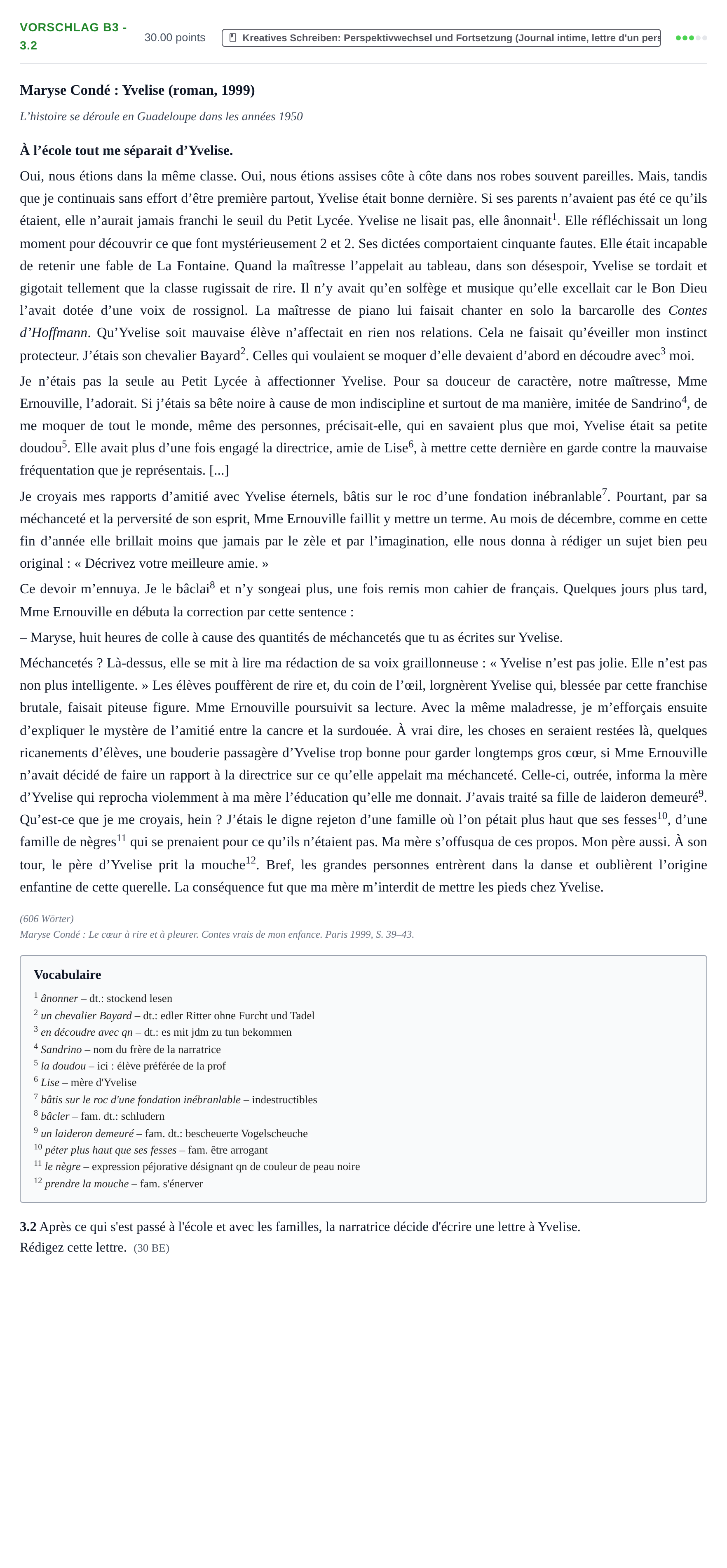 Aufgabenstellung: Aufgabe Vorschlag B3 - 3.2 · Abitur Hessen Französisch GK 2021