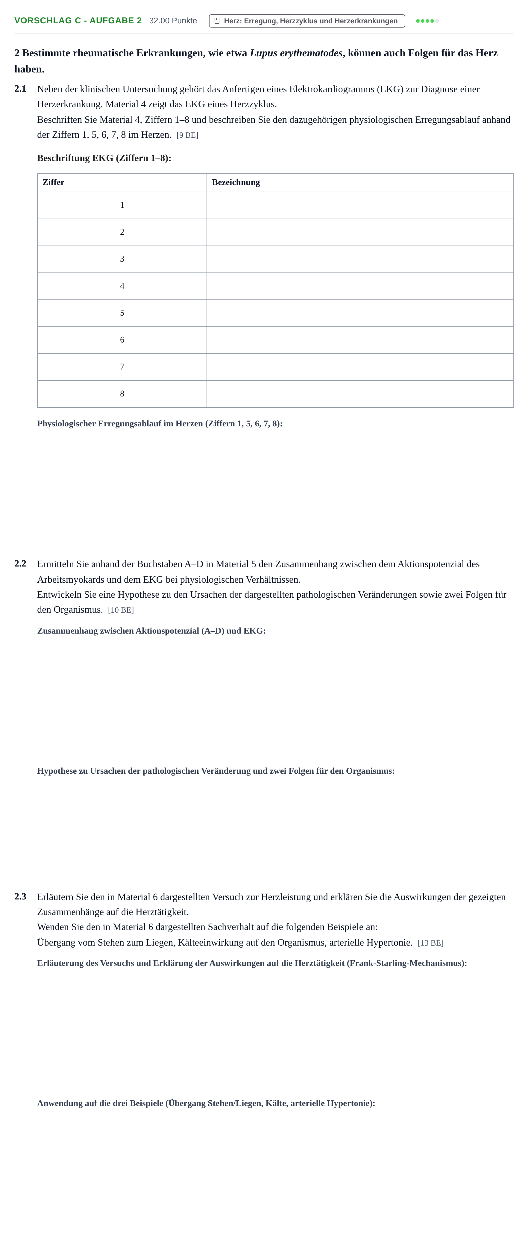 Aufgabenstellung: Aufgabe Vorschlag C - Aufgabe 2 · Abitur Hessen Gesundheitslehre LK 2021