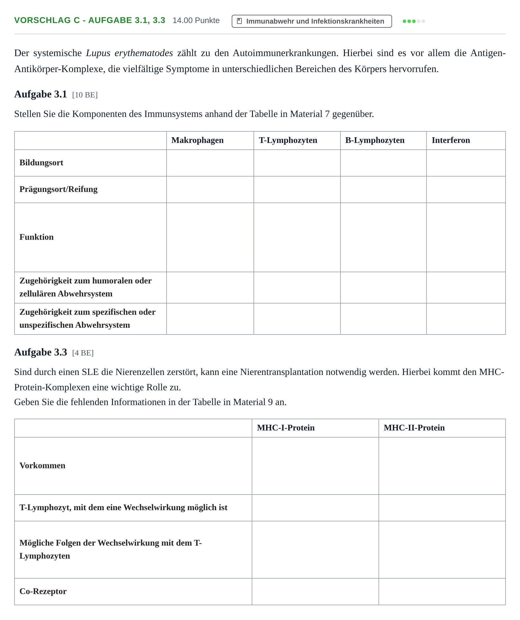 Aufgabenstellung: Aufgabe Vorschlag C - Aufgabe 3.1, 3.3 · Abitur Hessen Gesundheitslehre LK 2021