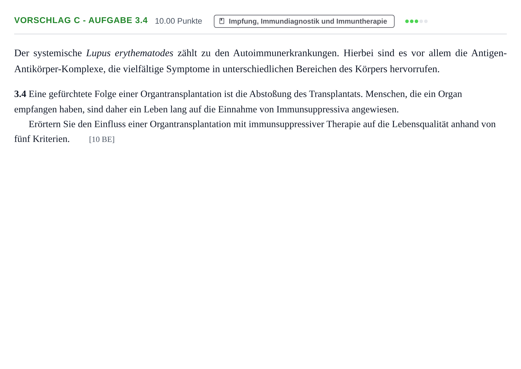 Aufgabenstellung: Aufgabe Vorschlag C - Aufgabe 3.4 · Abitur Hessen Gesundheitslehre LK 2021