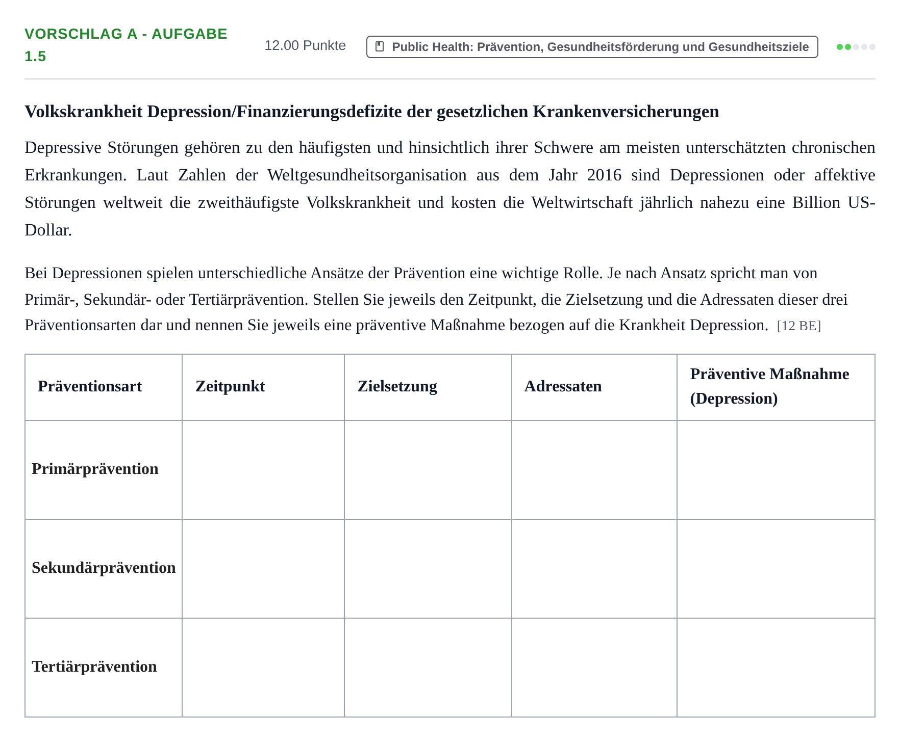 Aufgabenstellung: Aufgabe Vorschlag A - Aufgabe 1.5 · Abitur Hessen Gesundheitsökonomie GK 2021