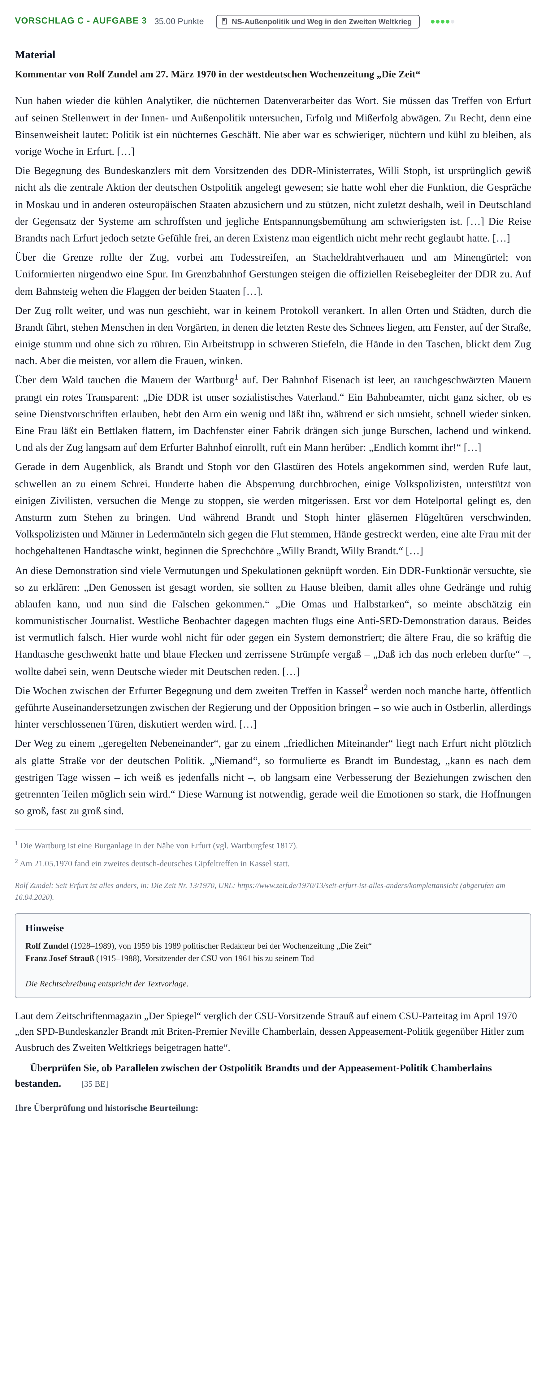 Aufgabenstellung: Aufgabe Vorschlag C - Aufgabe 3 · Abitur Hessen Geschichte LK 2021