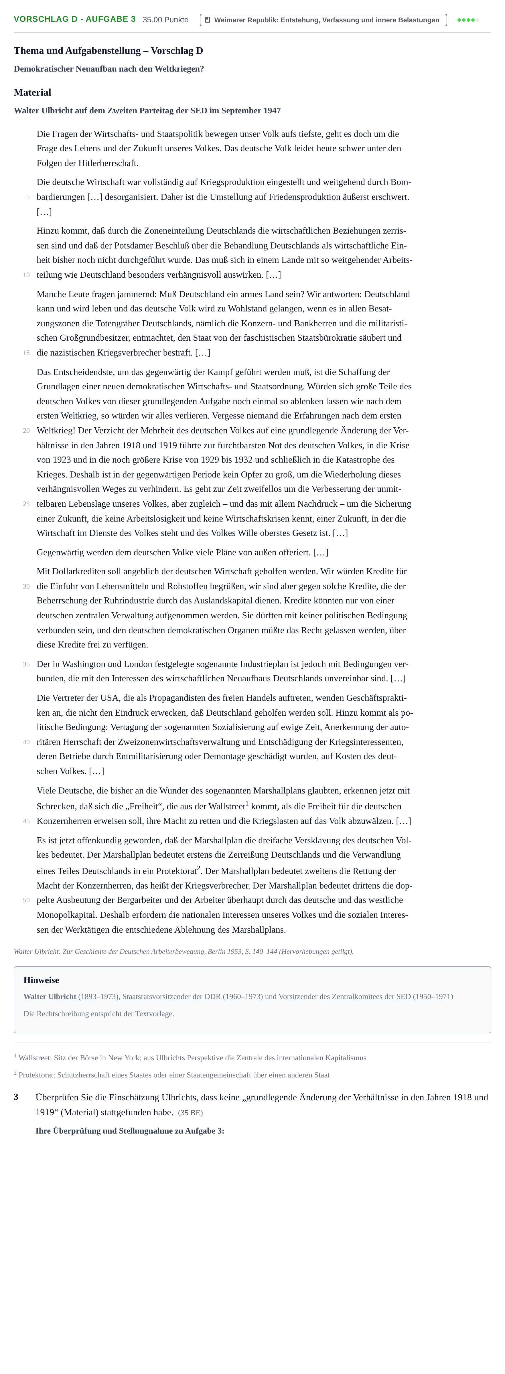Aufgabenstellung: Aufgabe Vorschlag D - Aufgabe 3 · Abitur Hessen Geschichte LK 2021