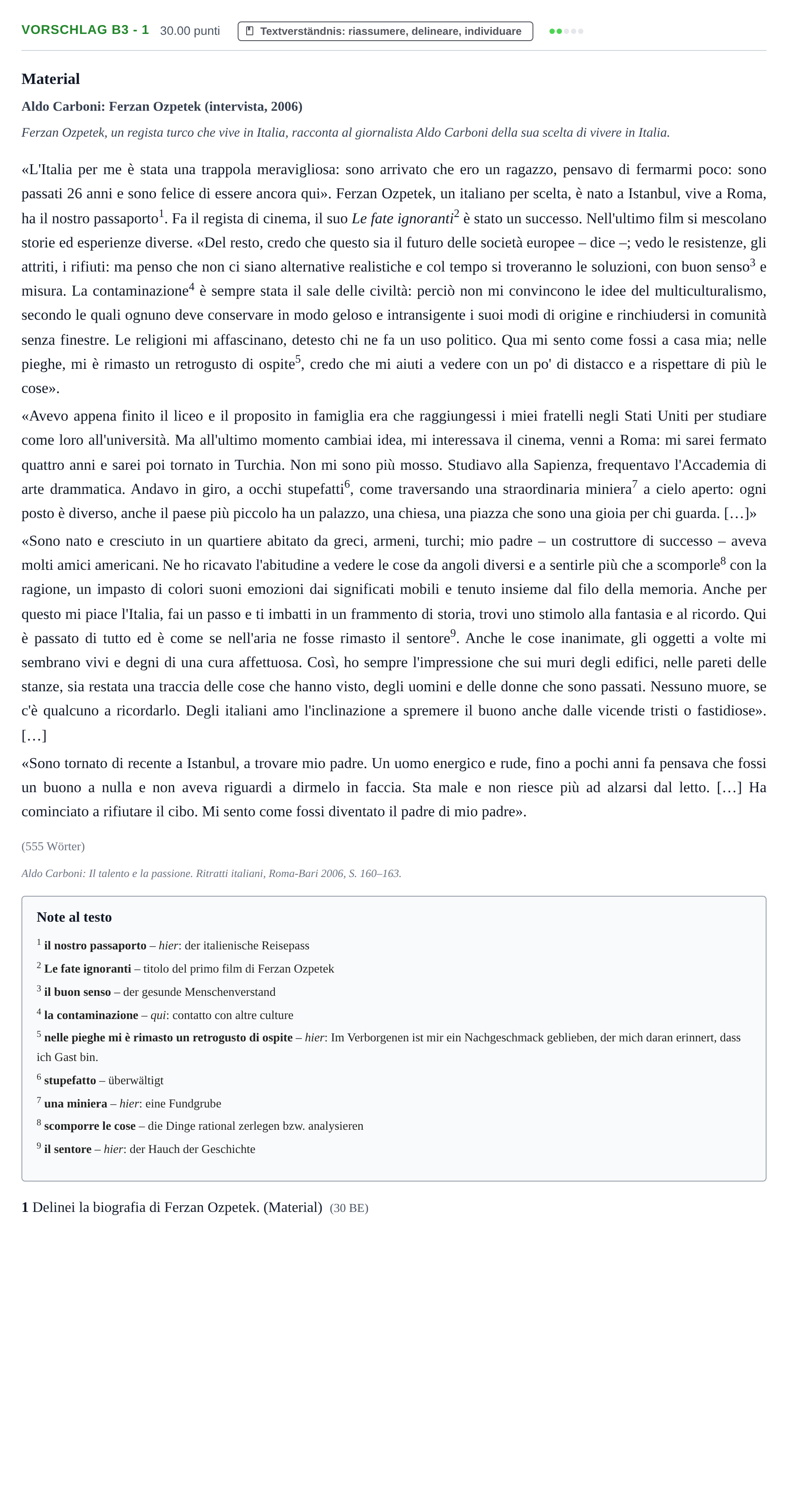 Aufgabenstellung: Aufgabe Vorschlag B3 - 1 · Abitur Hessen Italienisch GK 2021