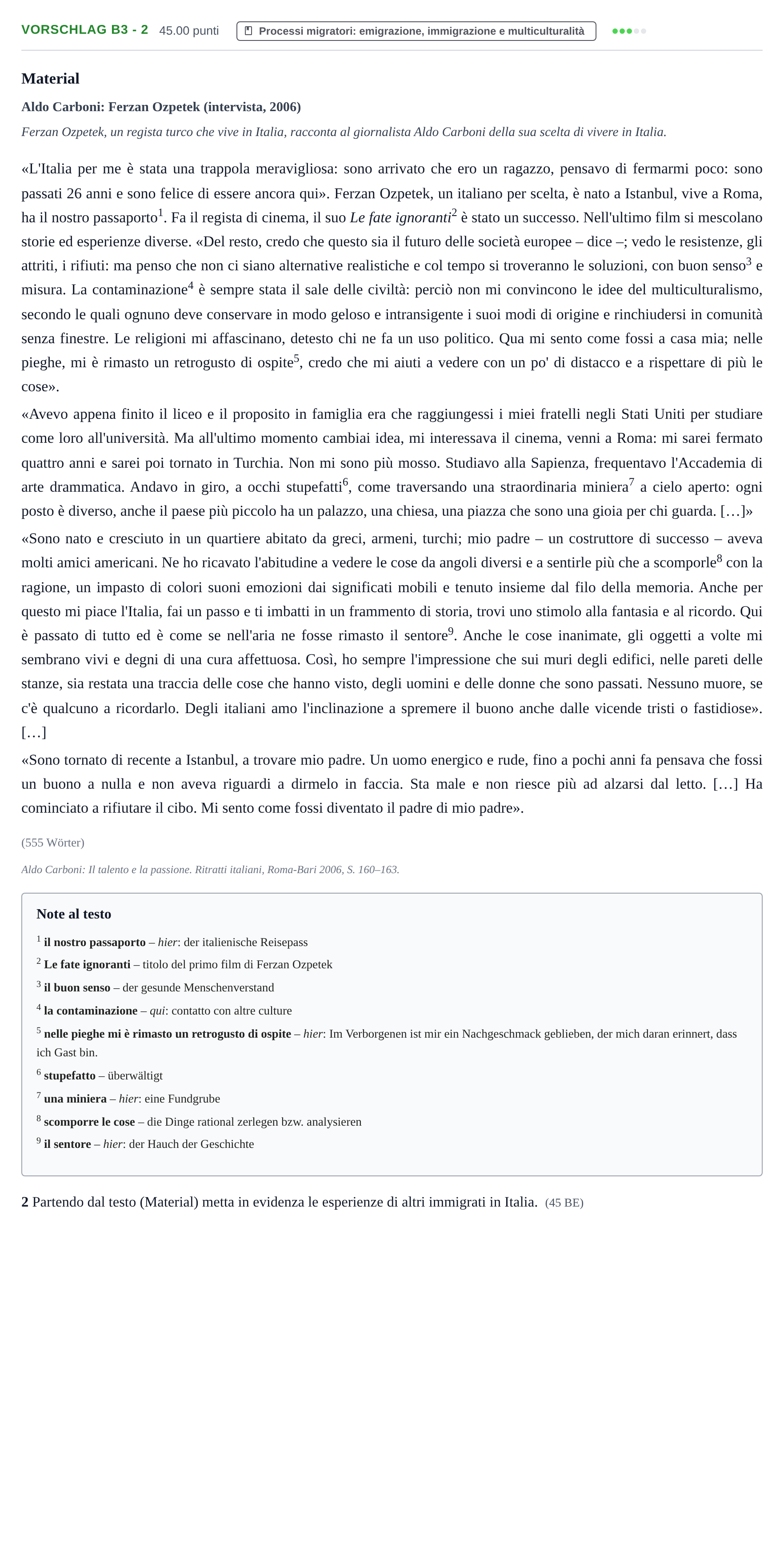 Aufgabenstellung: Aufgabe Vorschlag B3 - 2 · Abitur Hessen Italienisch GK 2021