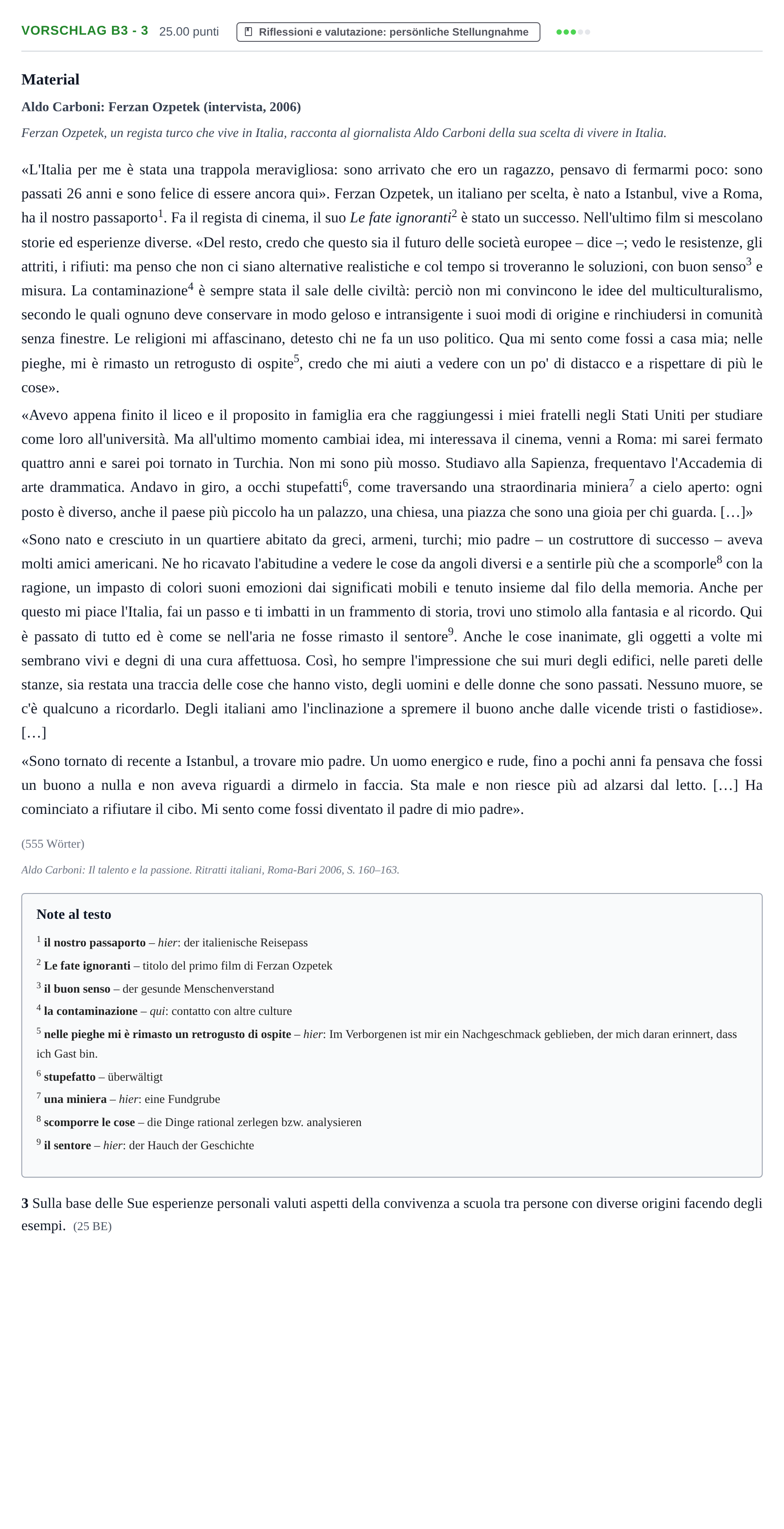 Aufgabenstellung: Aufgabe Vorschlag B3 - 3 · Abitur Hessen Italienisch GK 2021