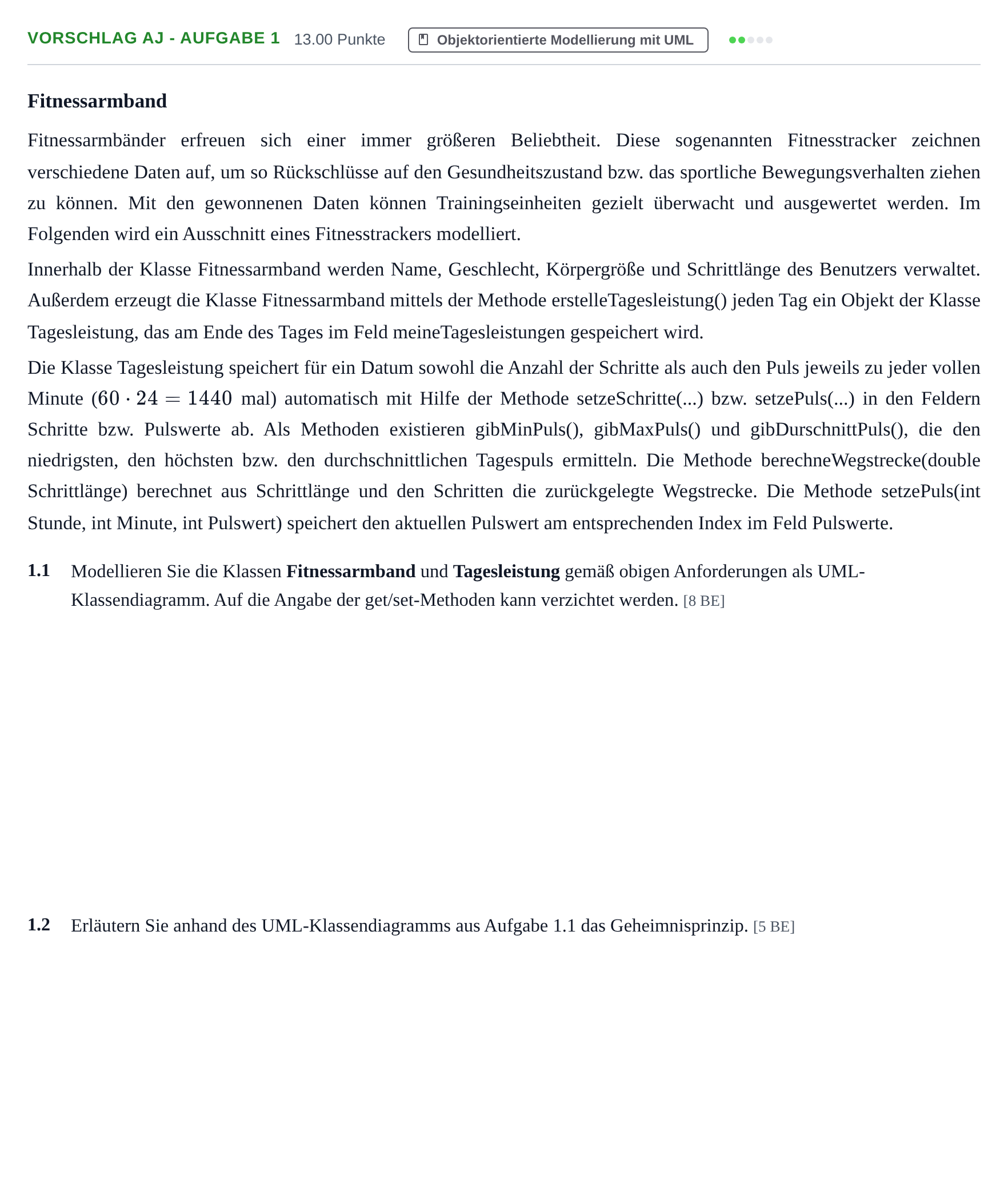 Aufgabenstellung: Aufgabe Vorschlag AJ - Aufgabe 1 · Abitur Hessen Informatik GK 2021