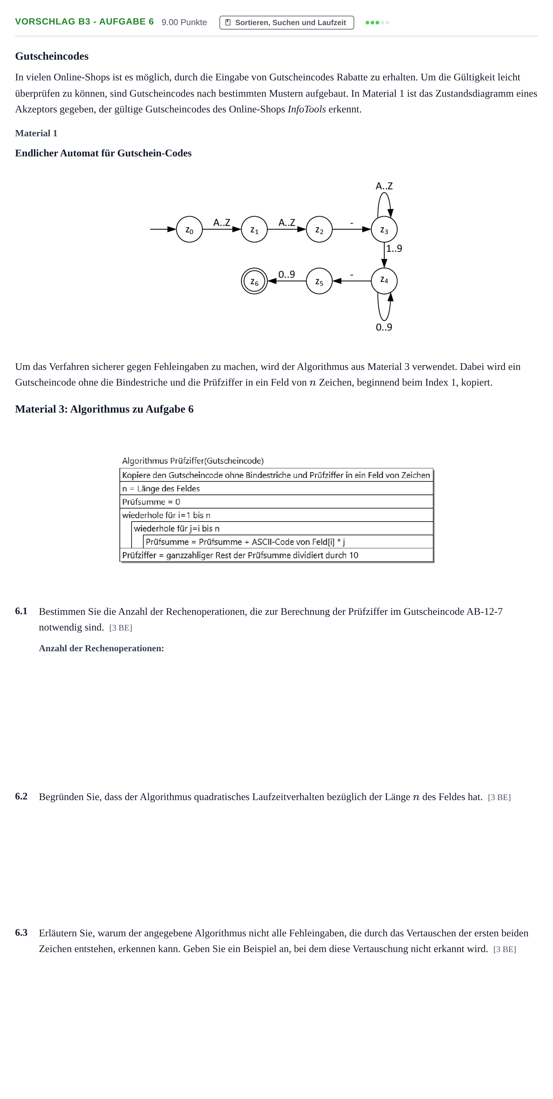 Aufgabenstellung: Aufgabe Vorschlag B3 - Aufgabe 6 · Abitur Hessen Informatik GK 2021