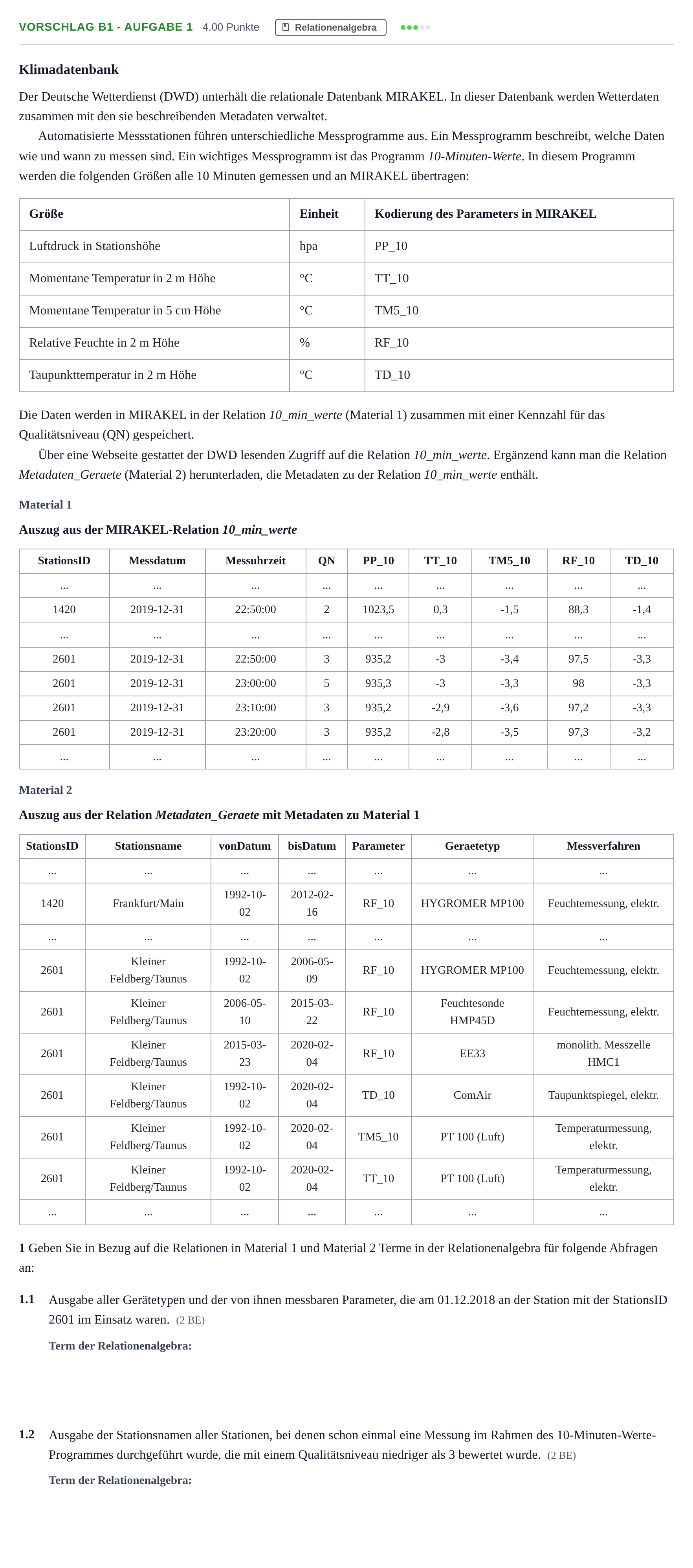 Aufgabenstellung: Aufgabe Vorschlag B1 - Aufgabe 1 · Abitur Hessen Informatik LK 2021