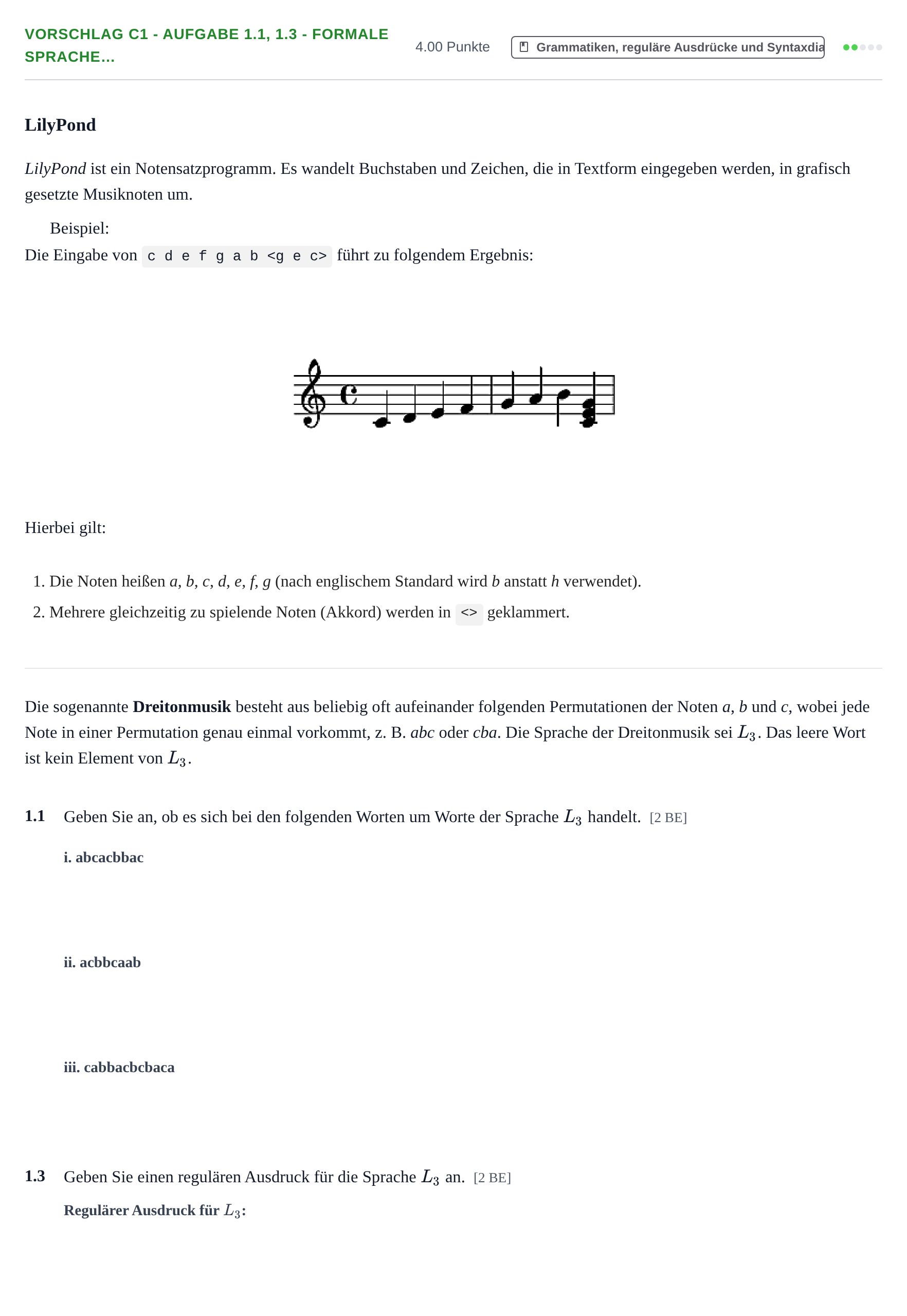 Aufgabenstellung: Aufgabe Vorschlag C1 - Aufgabe 1.1, 1.3 - Formale Sprache… · Abitur Hessen Informatik LK 2021