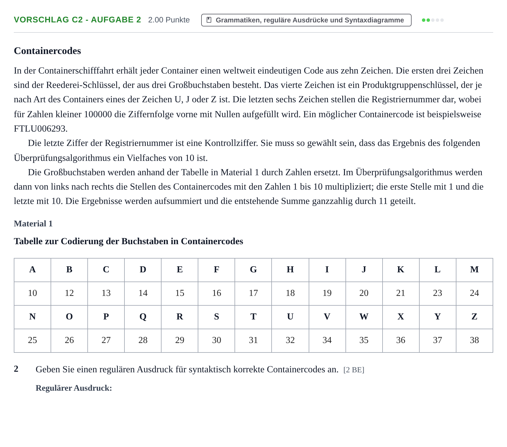 Aufgabenstellung: Aufgabe Vorschlag C2 - Aufgabe 2 · Abitur Hessen Informatik LK 2021