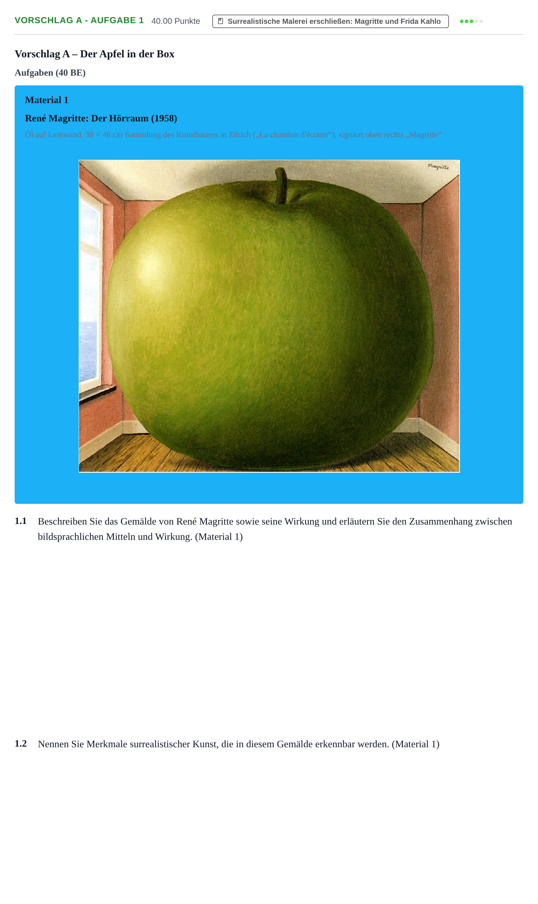 Aufgabenstellung: Aufgabe Vorschlag A - Aufgabe 1 · Abitur Hessen Kunst GK 2021