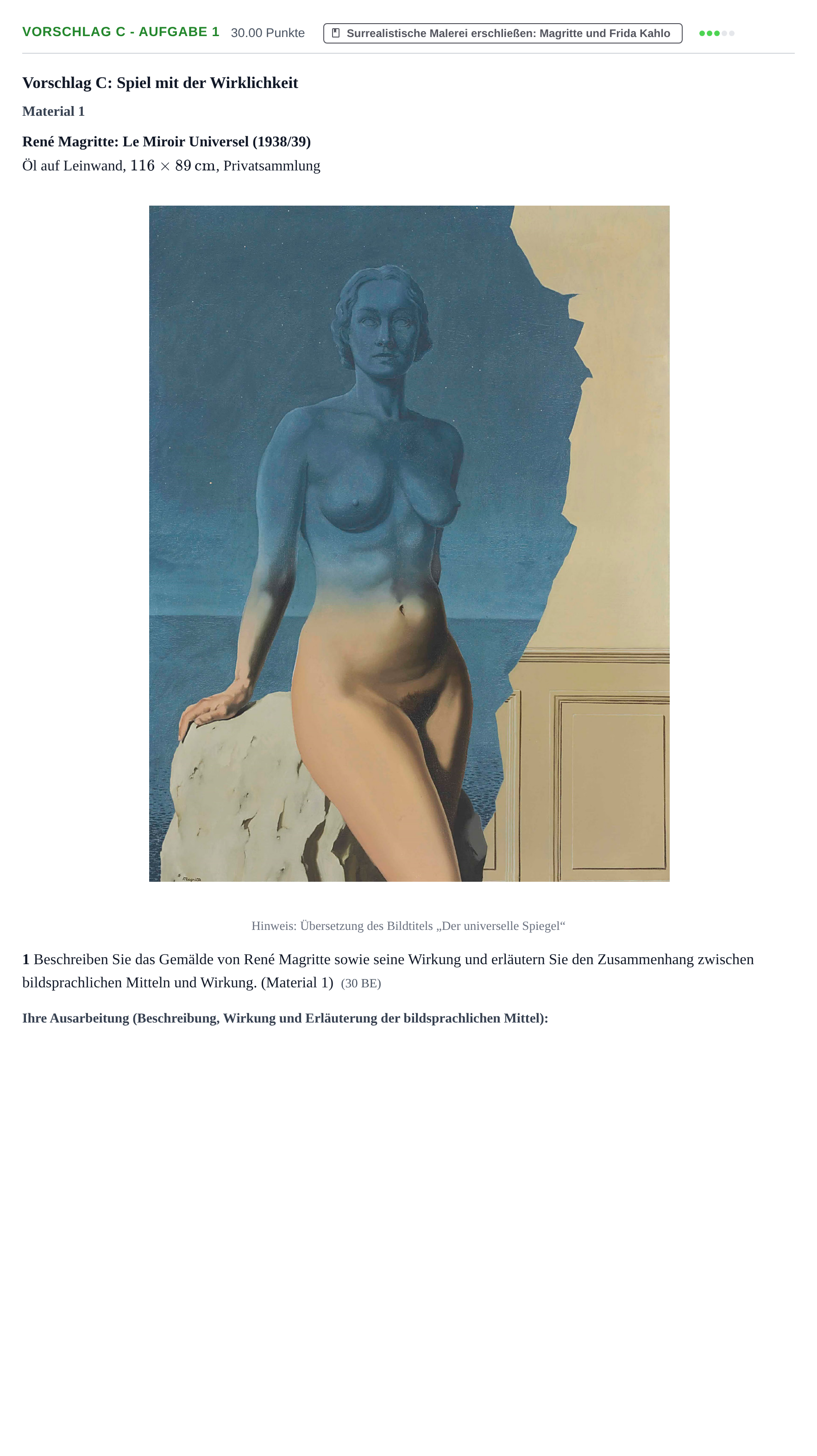 Aufgabenstellung: Aufgabe Vorschlag C - Aufgabe 1 · Abitur Hessen Kunst GK 2021