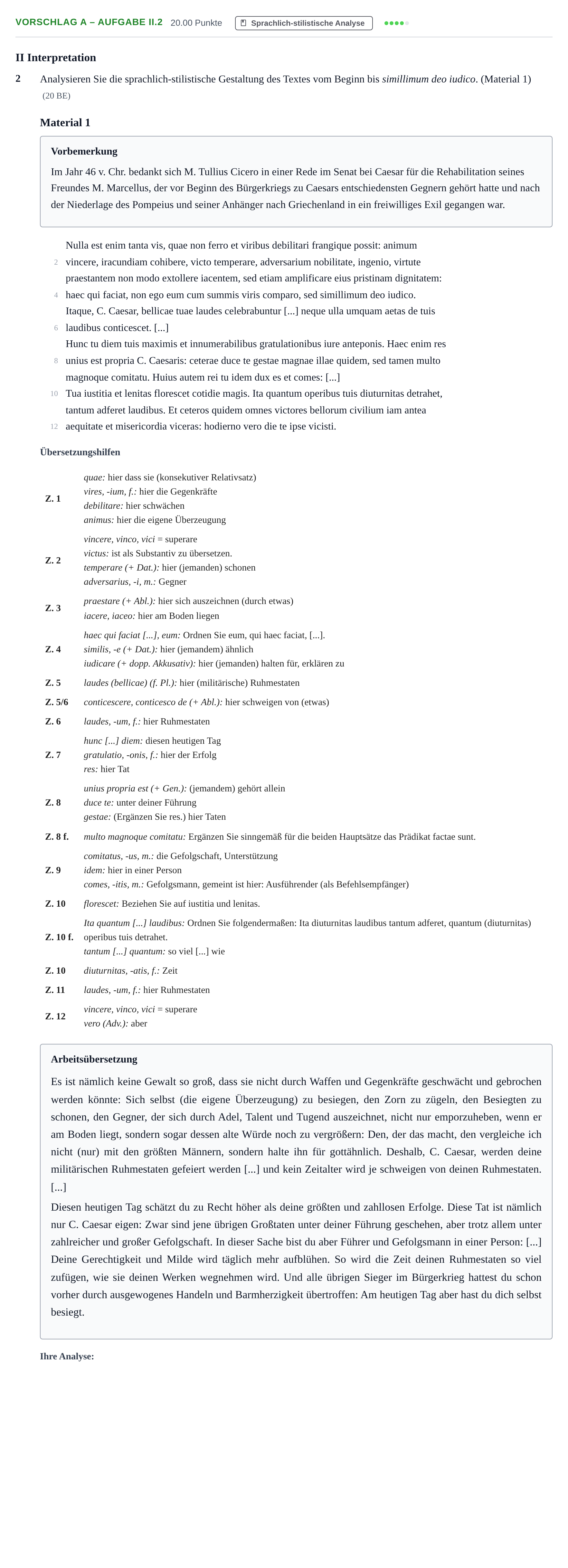 Aufgabenstellung: Aufgabe Vorschlag A – Aufgabe II.2 · Abitur Hessen Latein GK 2021