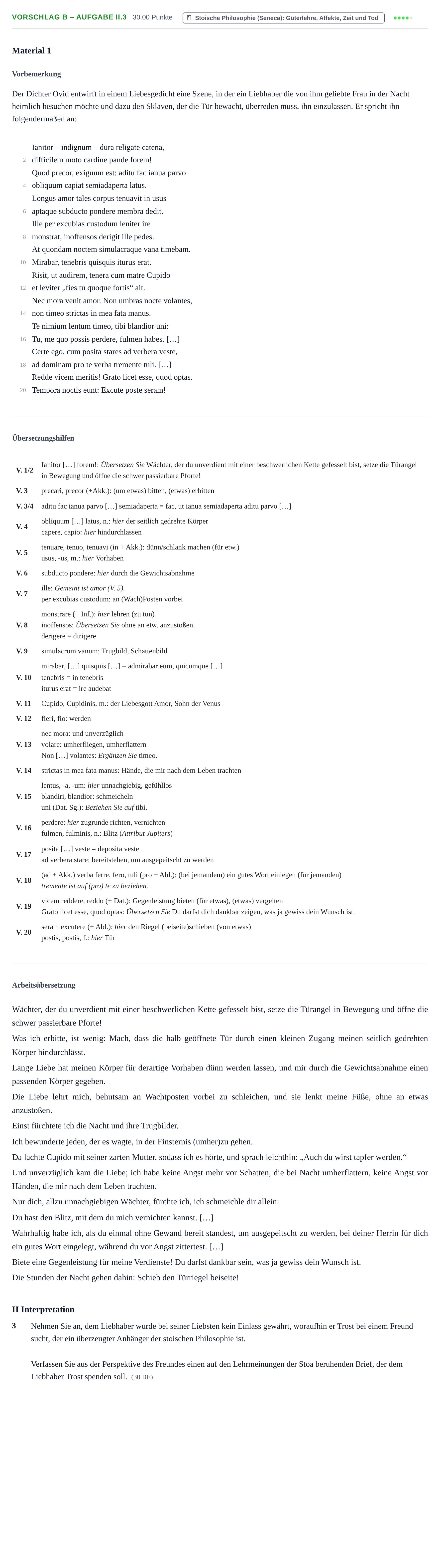Aufgabenstellung: Aufgabe Vorschlag B – Aufgabe II.3 · Abitur Hessen Latein GK 2021