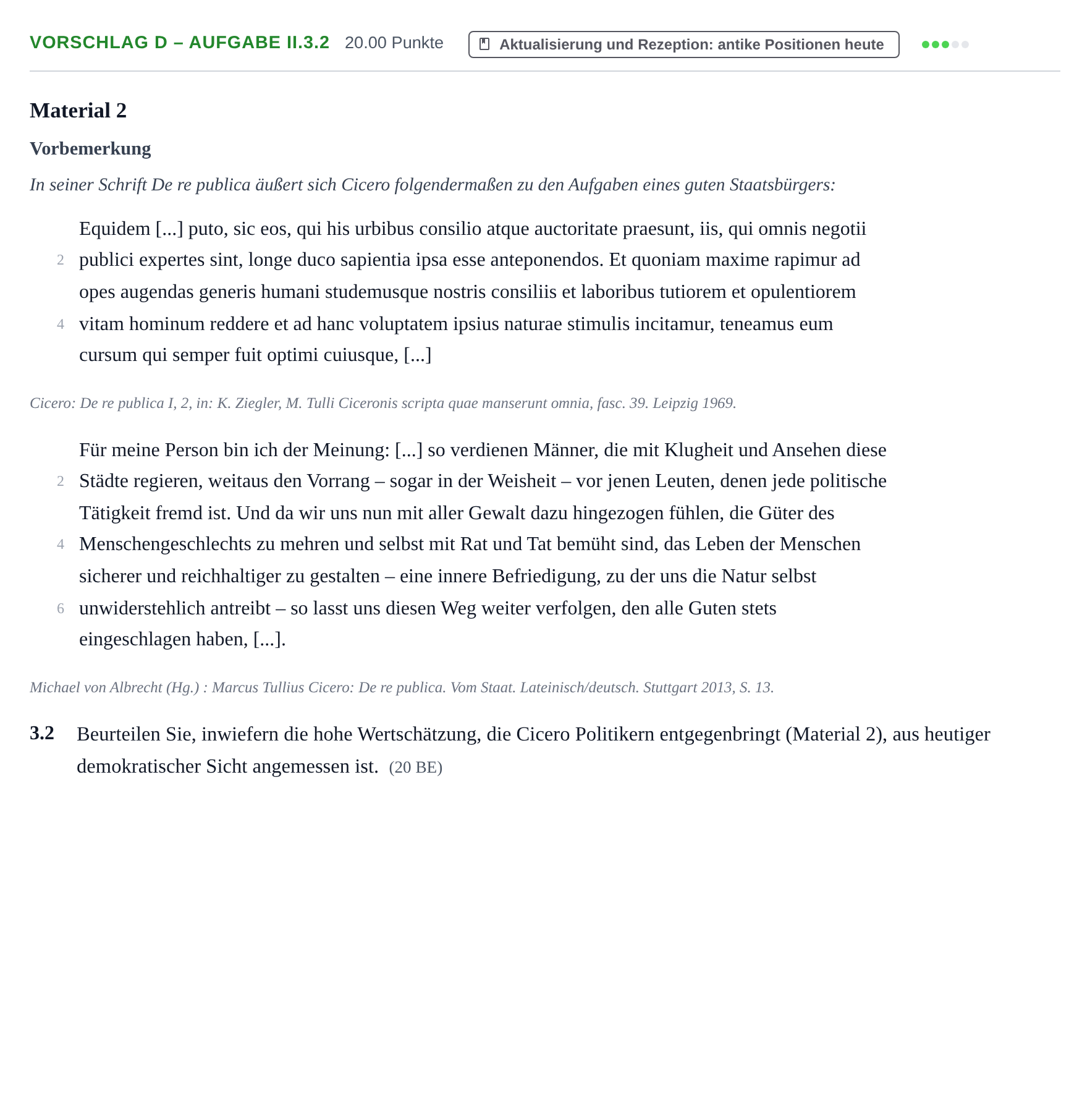 Aufgabenstellung: Aufgabe Vorschlag D – Aufgabe II.3.2 · Abitur Hessen Latein GK 2021