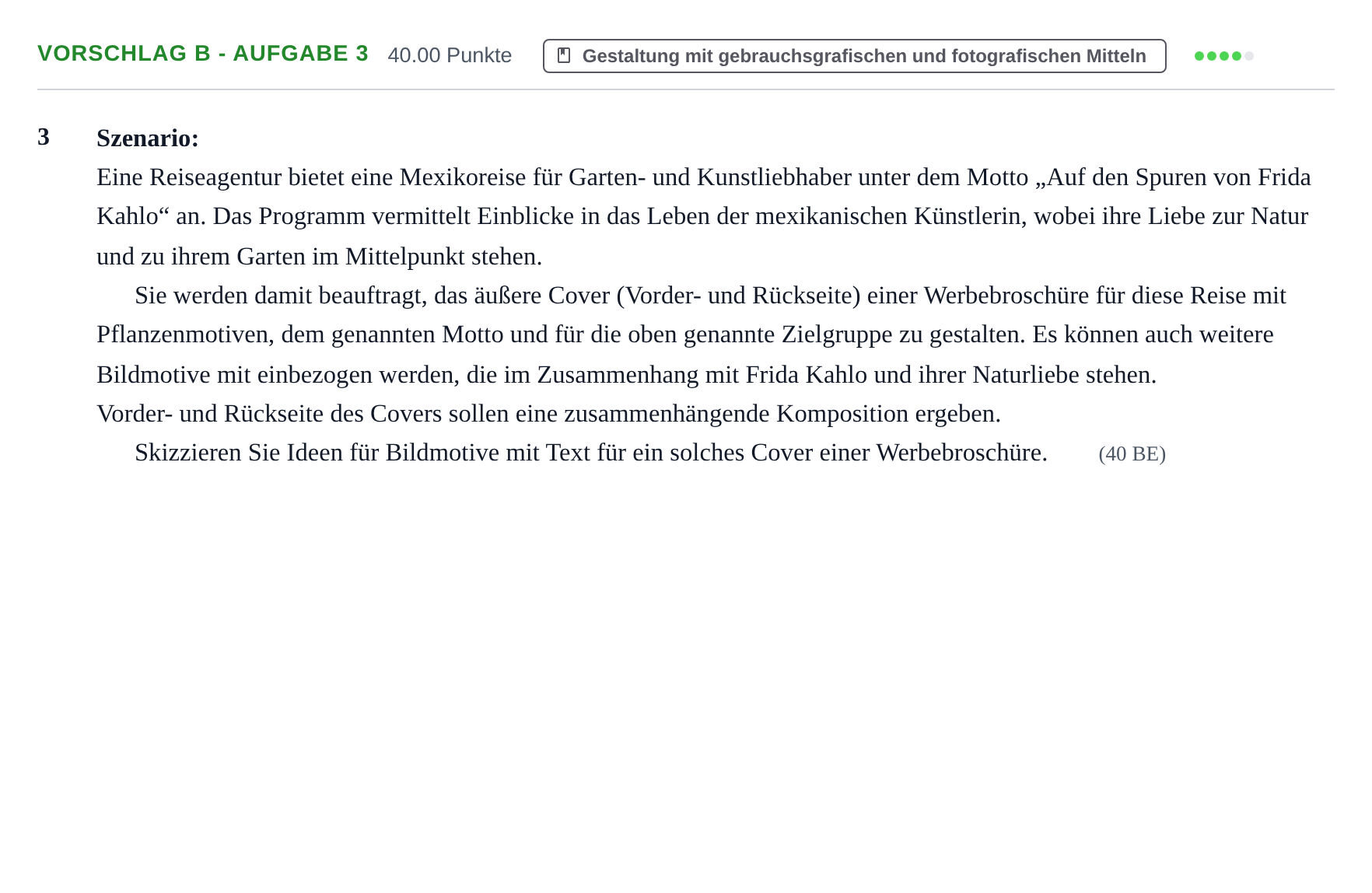 Aufgabenstellung: Aufgabe Vorschlag B - Aufgabe 3 · Abitur Hessen Kunst LK 2021