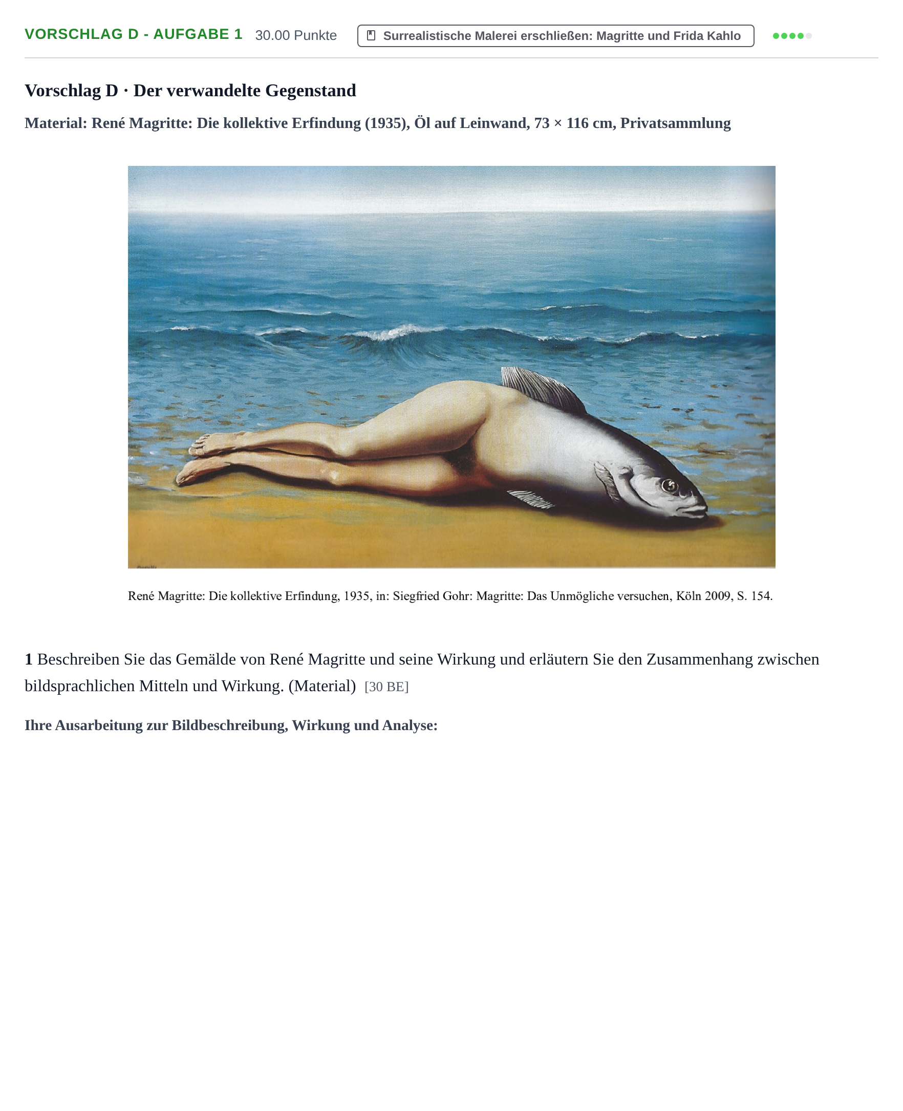 Aufgabenstellung: Aufgabe Vorschlag D - Aufgabe 1 · Abitur Hessen Kunst LK 2021