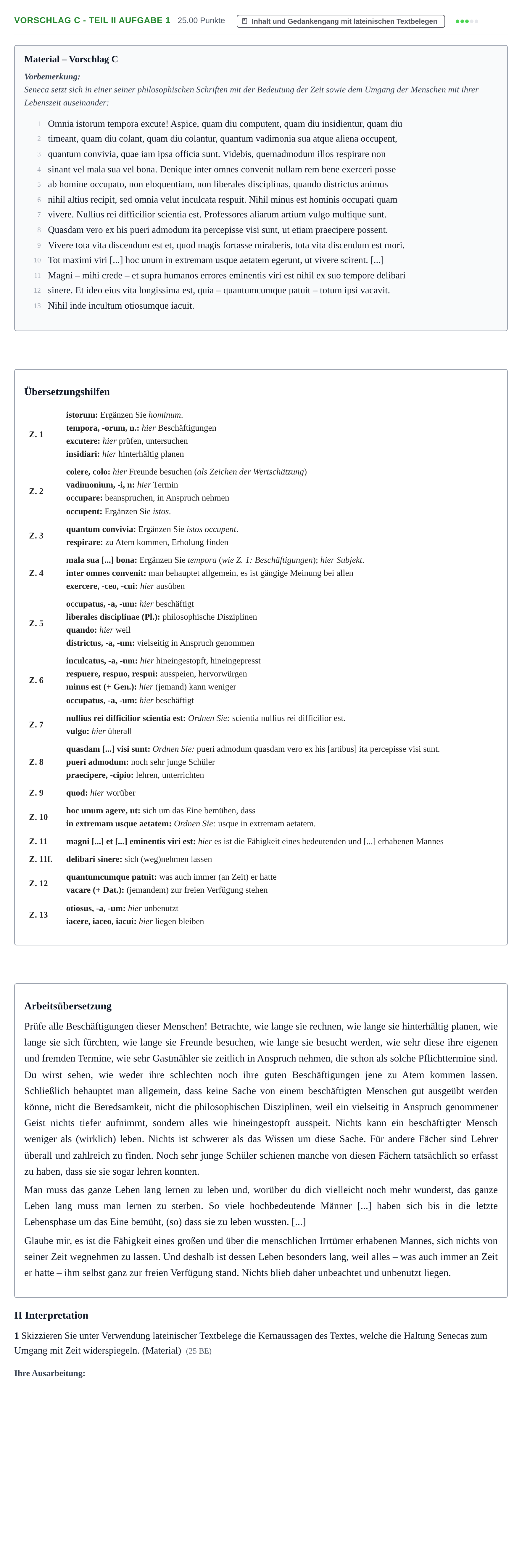 Aufgabenstellung: Aufgabe Vorschlag C - Teil II Aufgabe 1 · Abitur Hessen Latein LK 2021