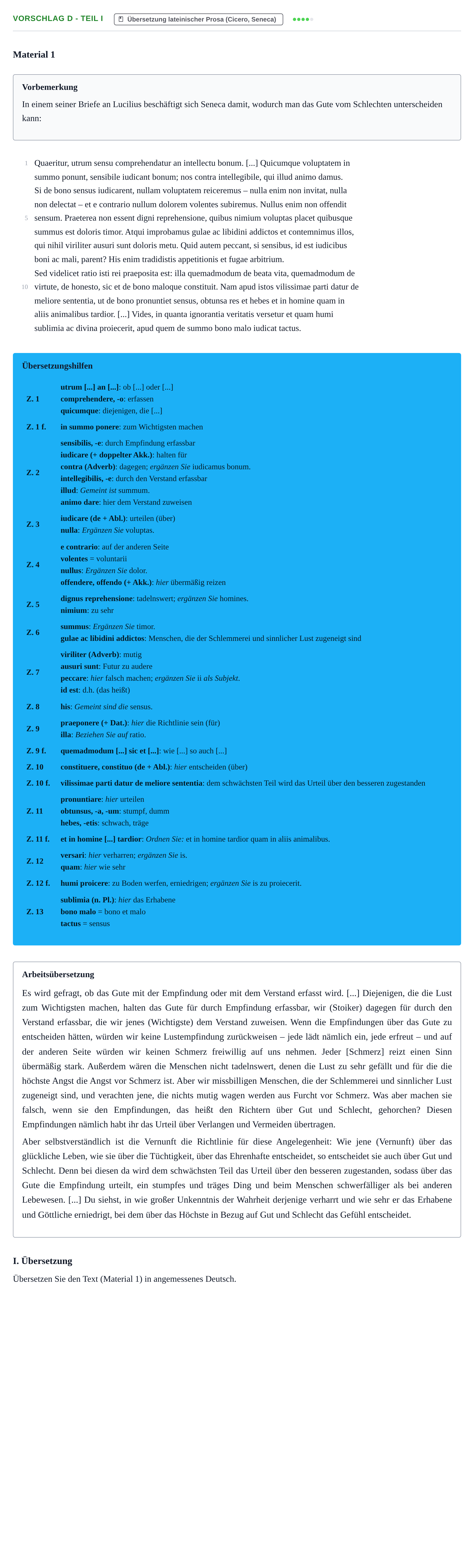 Aufgabenstellung: Aufgabe Vorschlag D - Teil I · Abitur Hessen Latein LK 2021