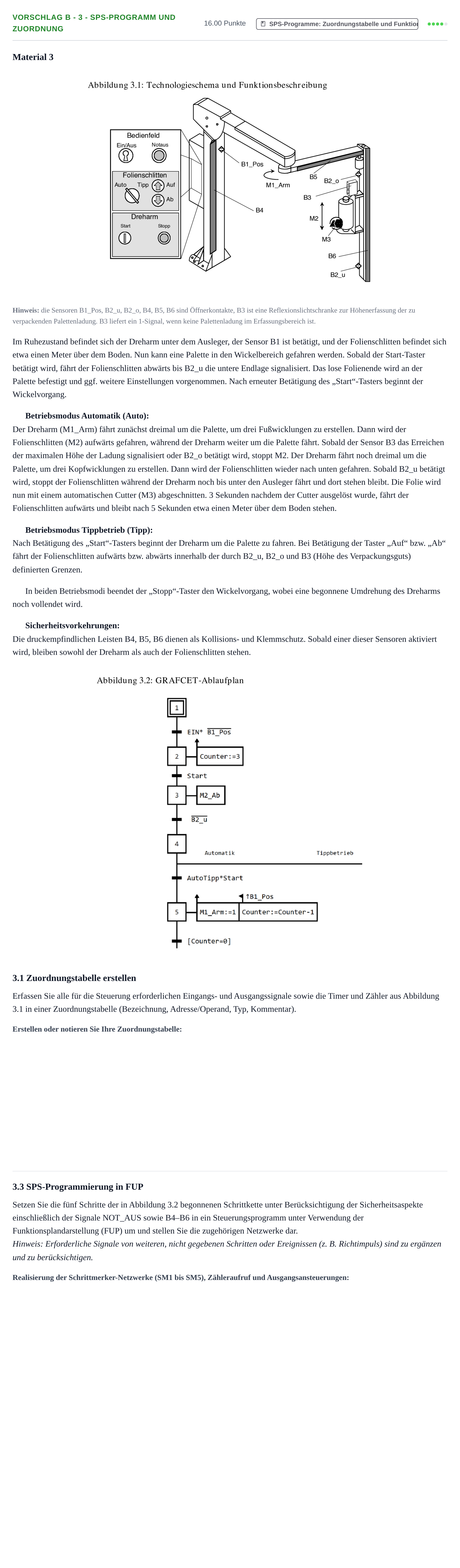 Aufgabenstellung: Aufgabe Vorschlag B - 3 - SPS-Programm und Zuordnung · Abitur Hessen Mechatronik LK 2021