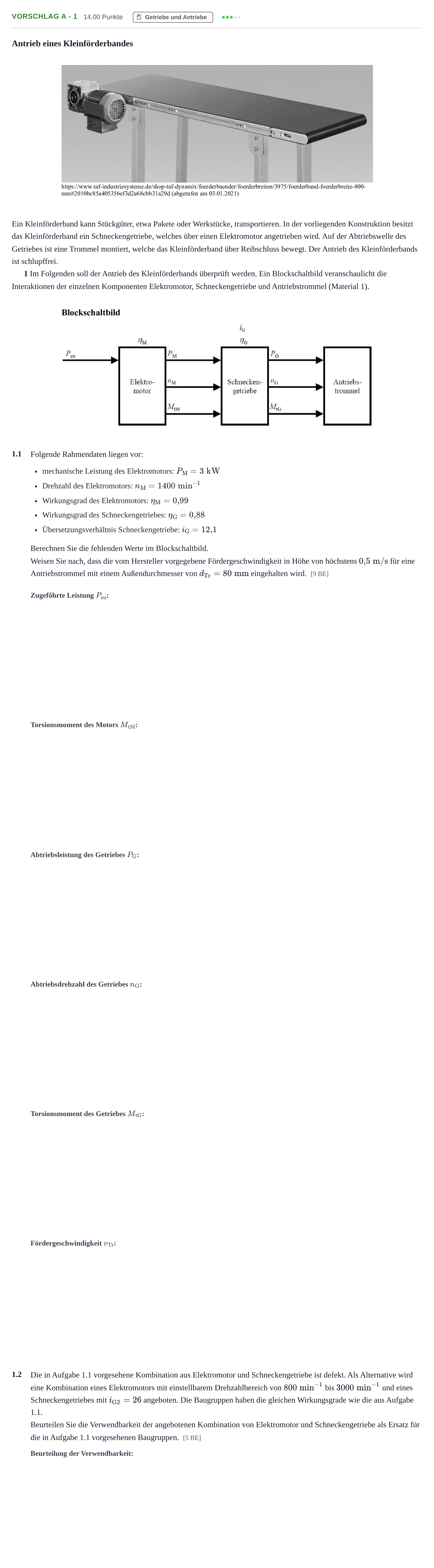 Aufgabenstellung: Aufgabe Vorschlag A - 1 · Abitur Hessen Maschinenbautechnik LK 2021