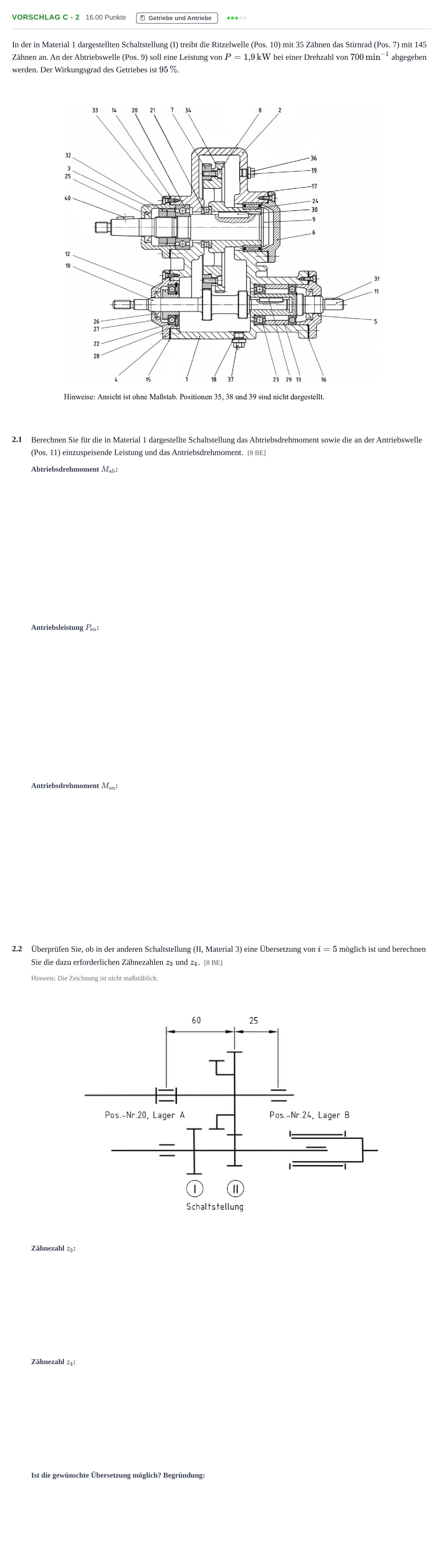 Aufgabenstellung: Aufgabe Vorschlag C - 2 · Abitur Hessen Maschinenbautechnik LK 2021