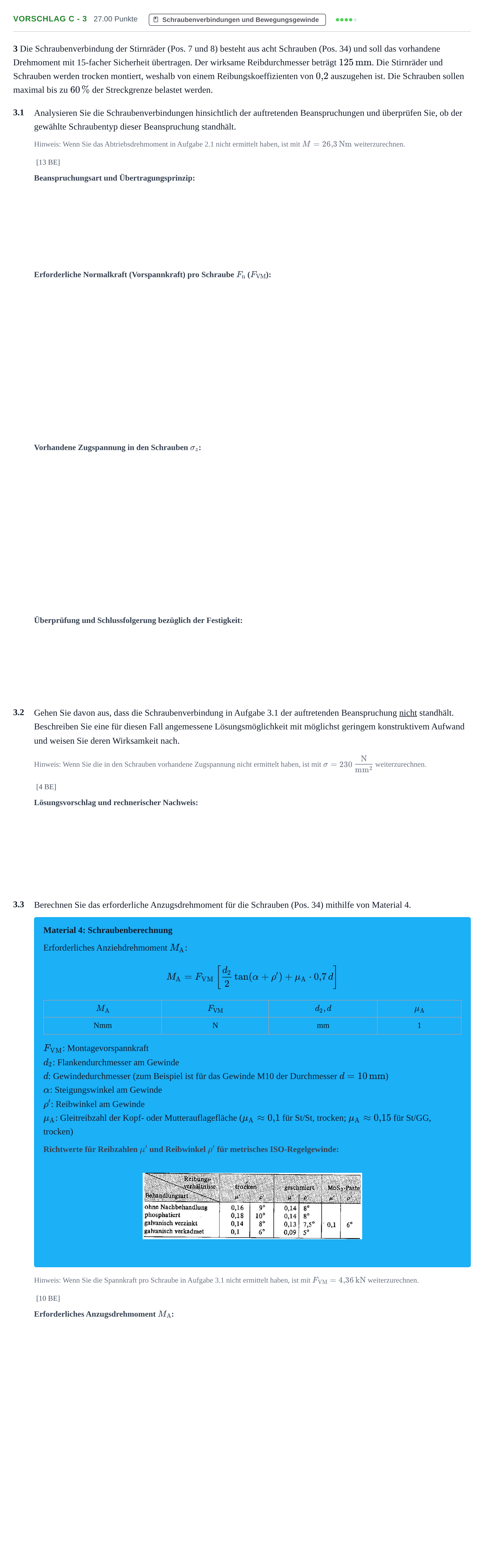 Aufgabenstellung: Aufgabe Vorschlag C - 3 · Abitur Hessen Maschinenbautechnik LK 2021