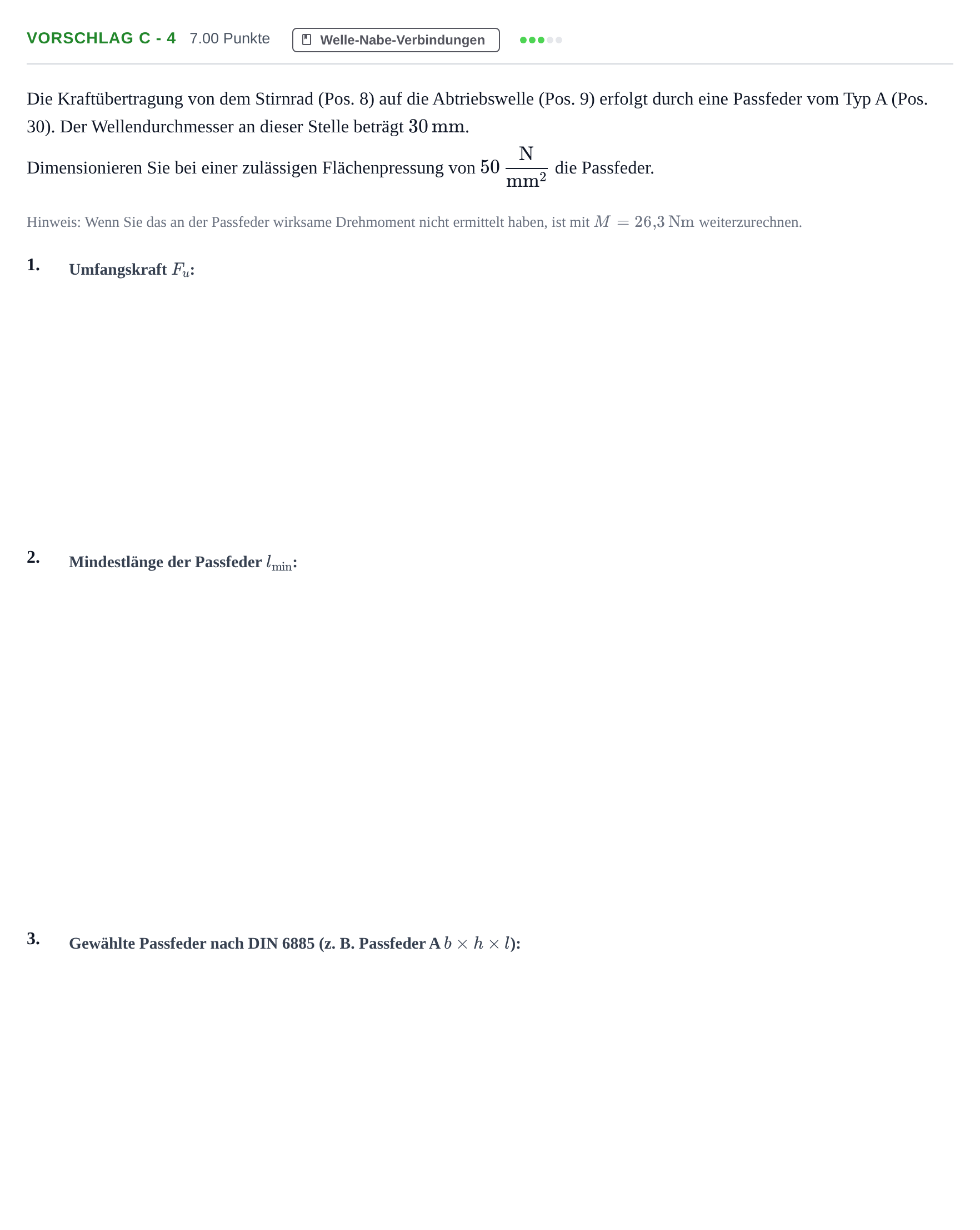 Aufgabenstellung: Aufgabe Vorschlag C - 4 · Abitur Hessen Maschinenbautechnik LK 2021
