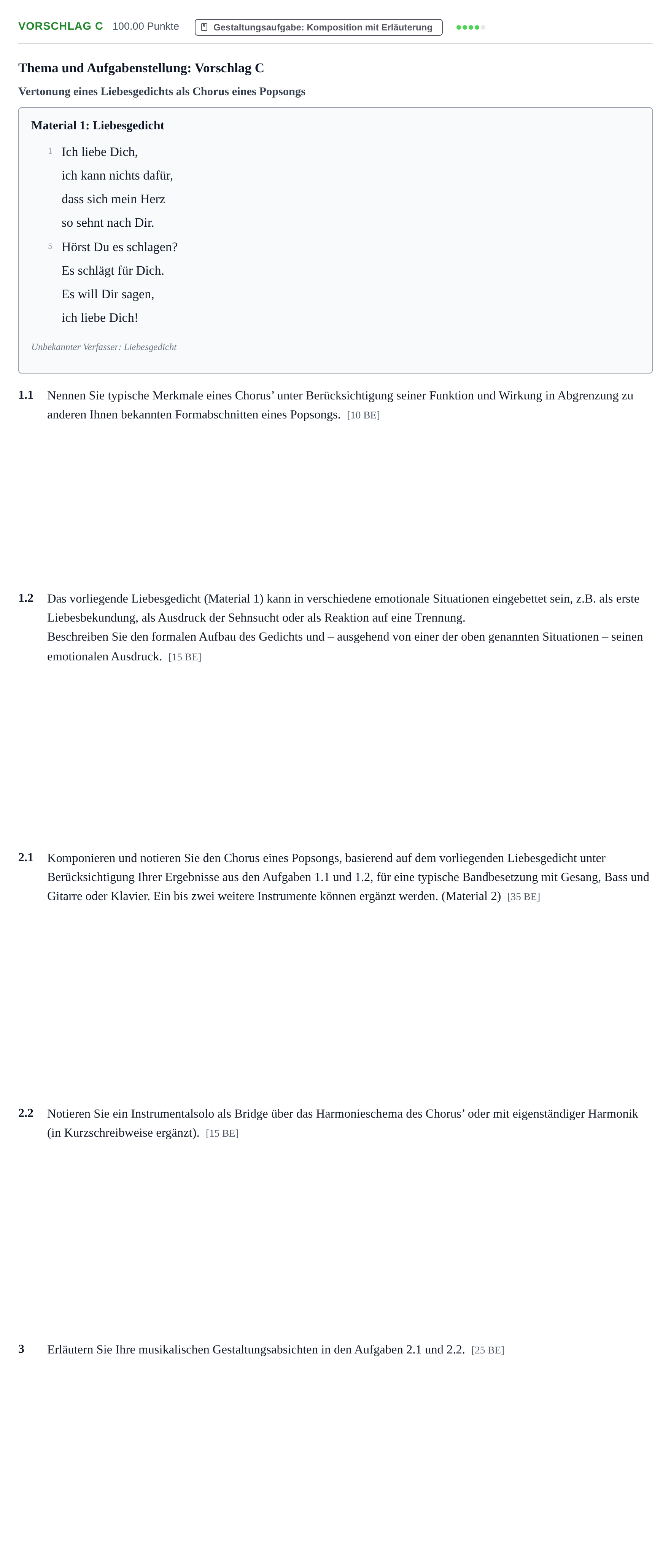 Aufgabenstellung: Aufgabe Vorschlag C · Abitur Hessen Musik LK 2021