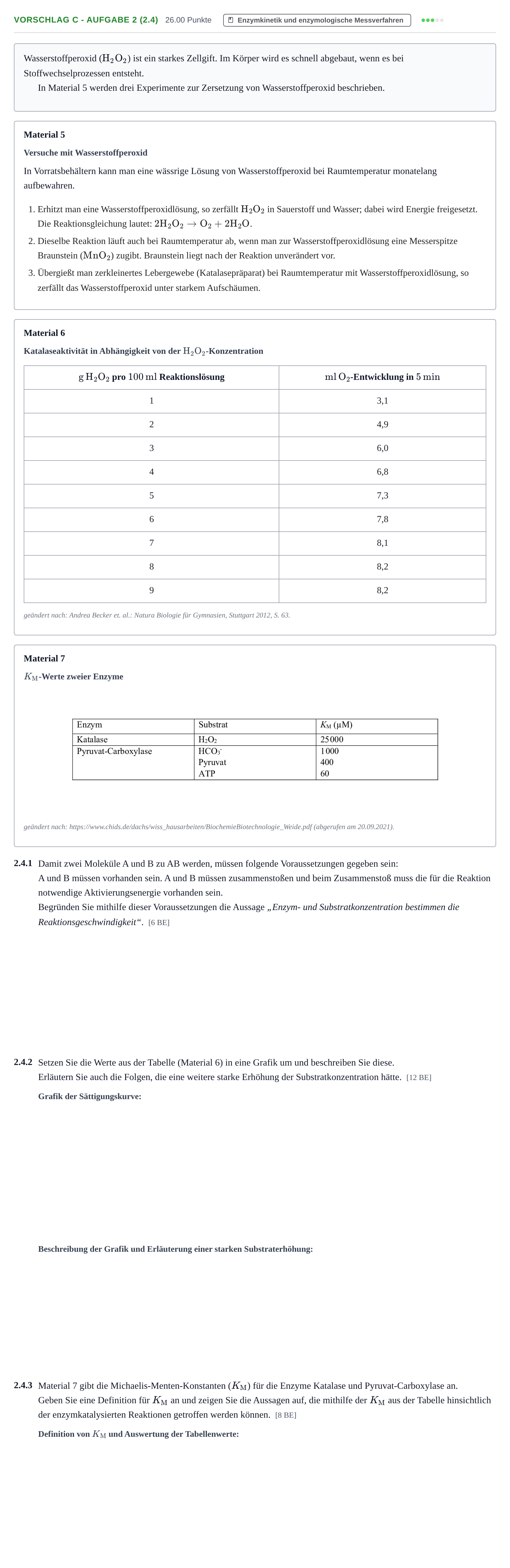 Aufgabenstellung: Aufgabe Vorschlag C - Aufgabe 2 (2.4) · Abitur Hessen Biologietechnik LK 2022