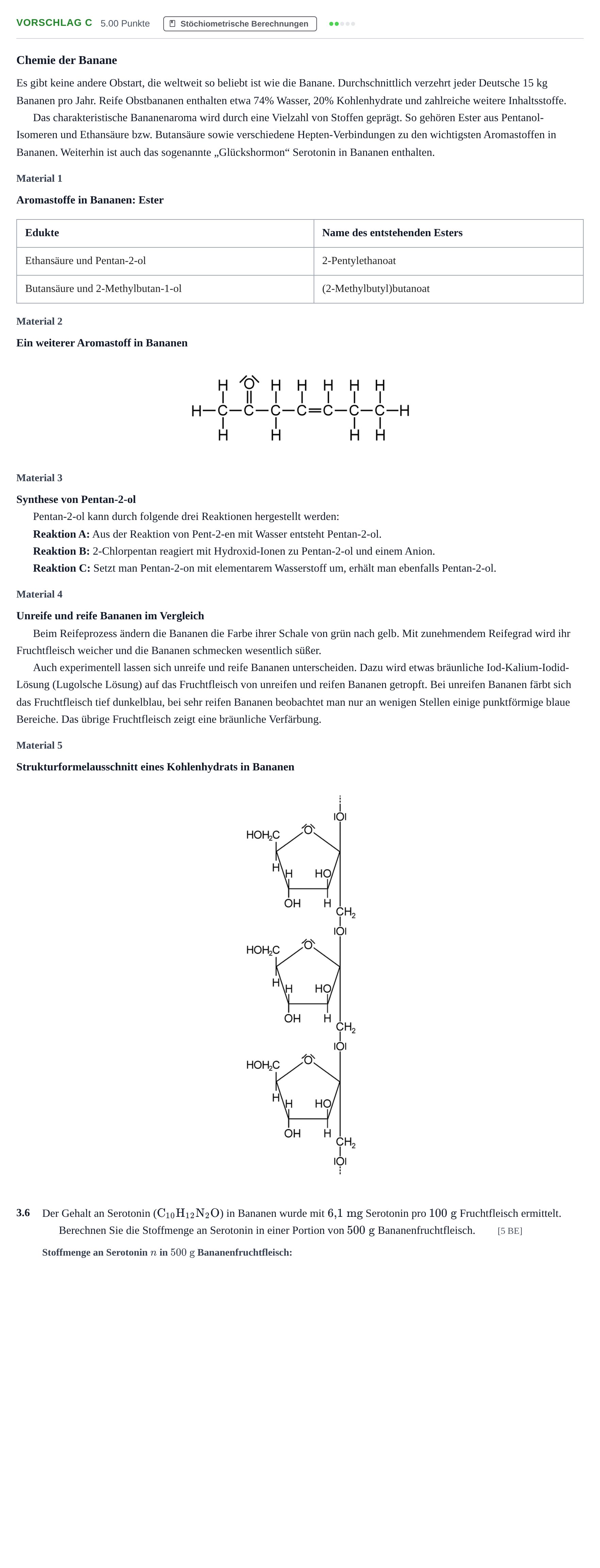 Aufgabenstellung: Aufgabe Vorschlag C - Stöchiometrische Berechnungen · Abitur Hessen Chemie GK 2022