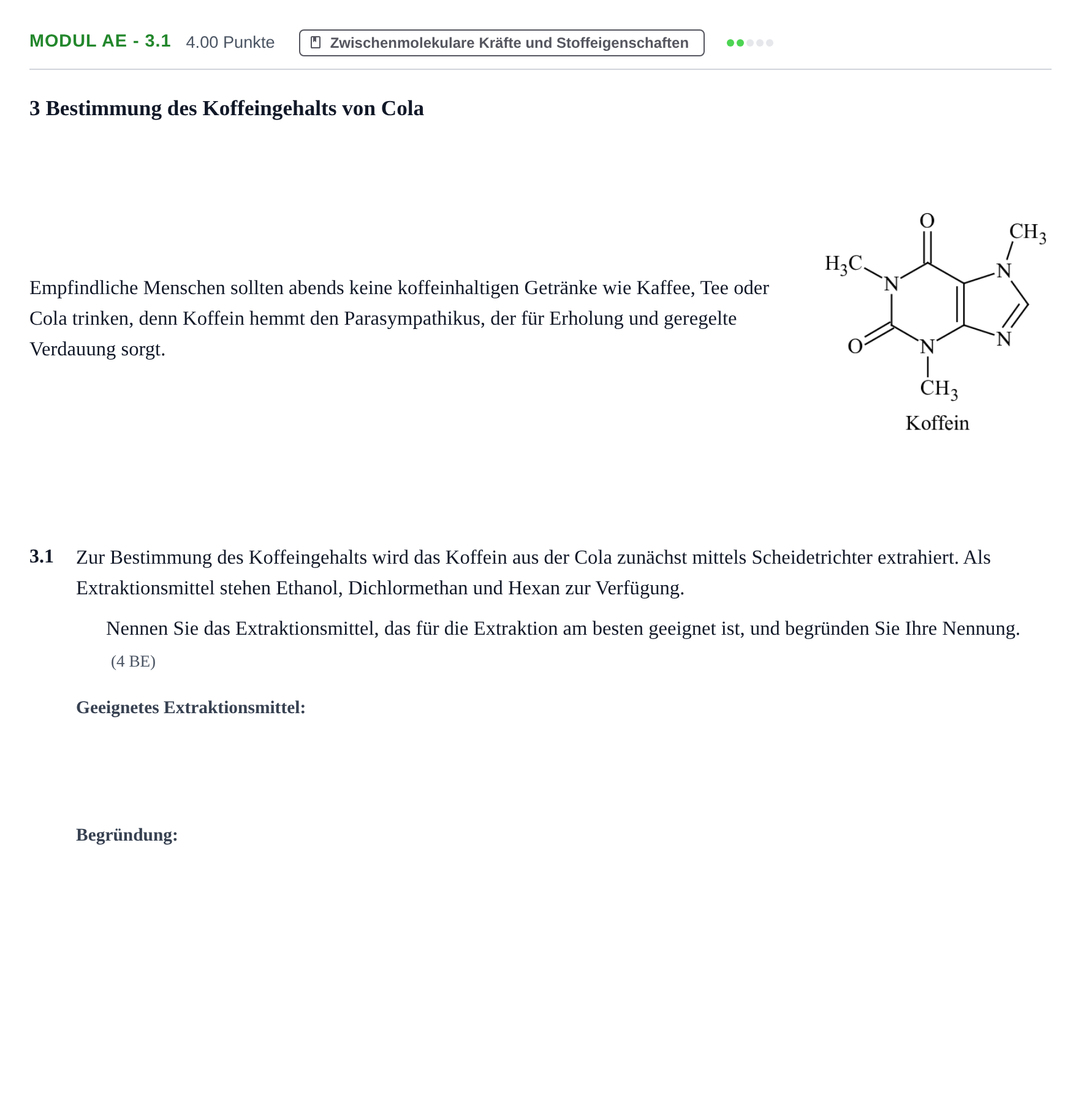 Aufgabenstellung: Aufgabe Modul AE - 3.1 · Abitur Hessen Chemietechnik LK 2022