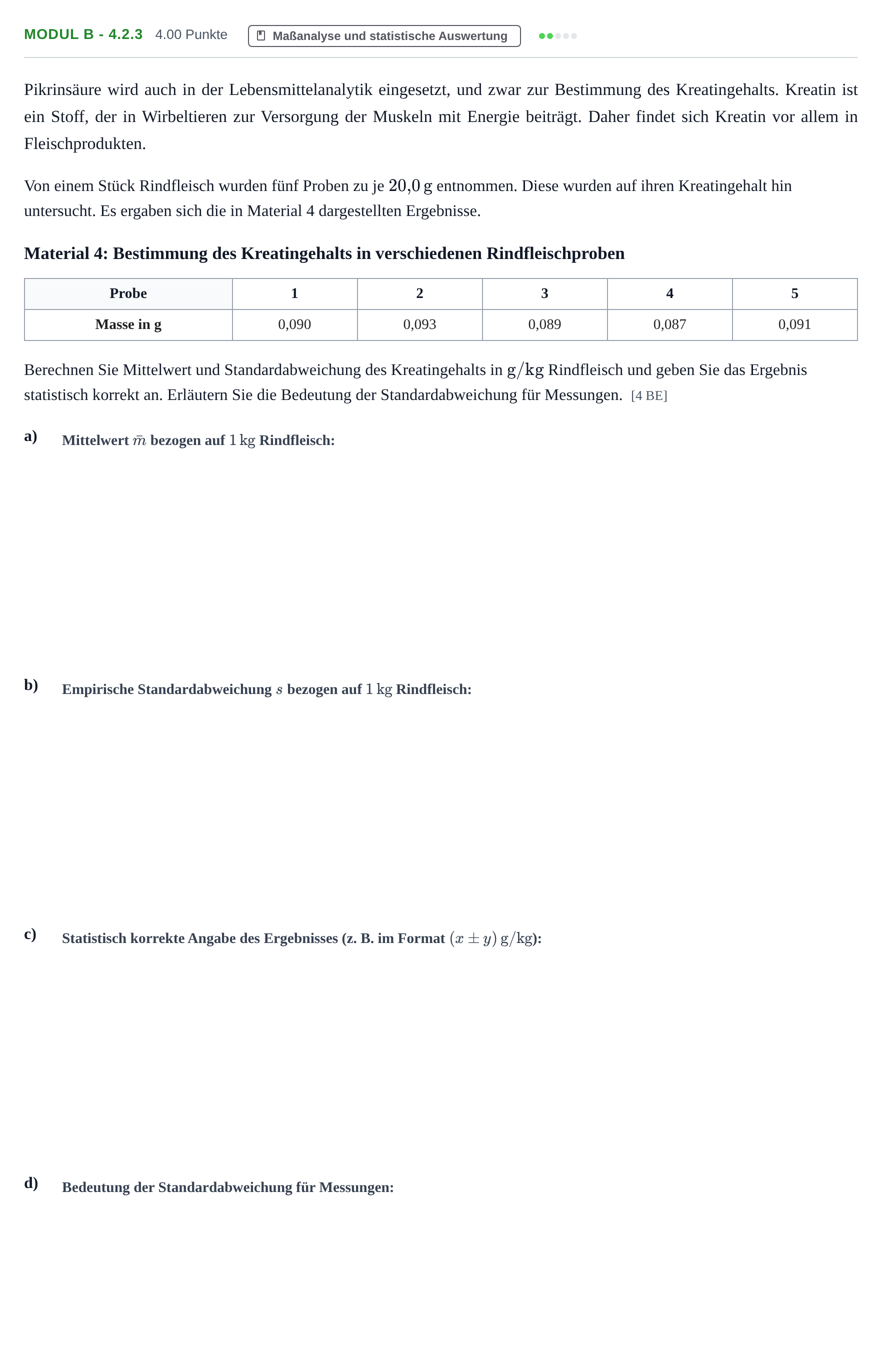 Aufgabenstellung: Aufgabe Modul B - 4.2.3 · Abitur Hessen Chemietechnik LK 2022