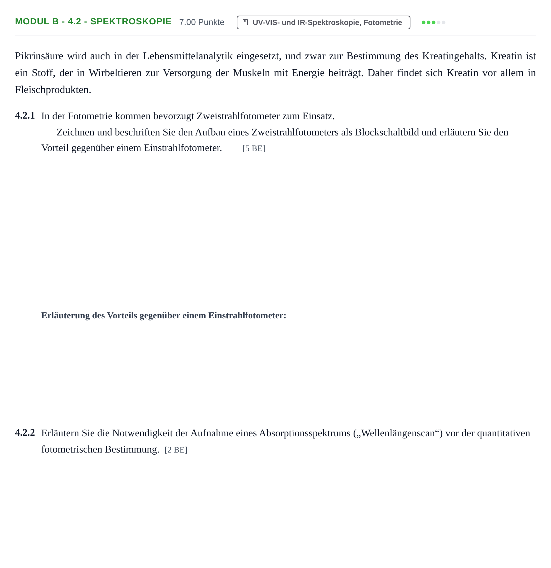 Aufgabenstellung: Aufgabe Modul B - 4.2 - Spektroskopie · Abitur Hessen Chemietechnik LK 2022